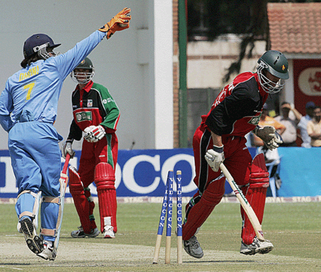 MS Dhoni stumps Andy Blignaut after he hit 41 off 26 balls, Zimbabwe v India, Harare, September 4, 2005