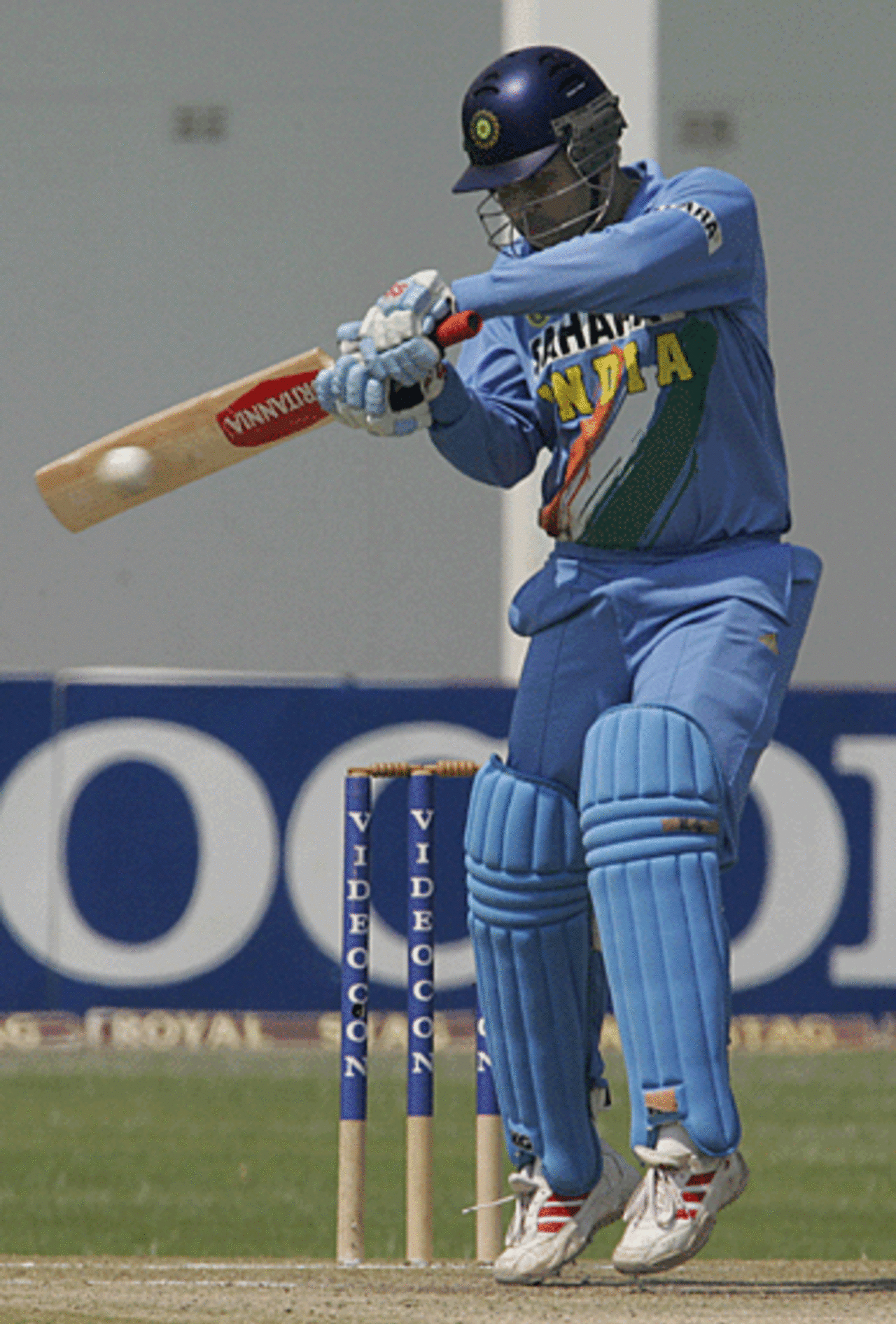 Virender Sehwag targets his favourite cover-point boundary during his 75 off 65 balls, India v New Zealand, Harare, September 6, 2005