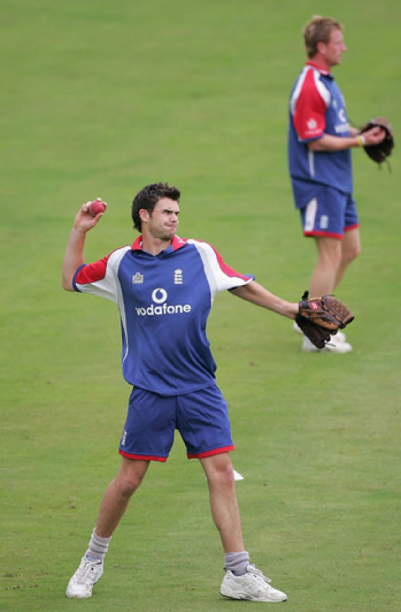 James Anderson winds up a throw during a training session, The Oval, September 6, 2005