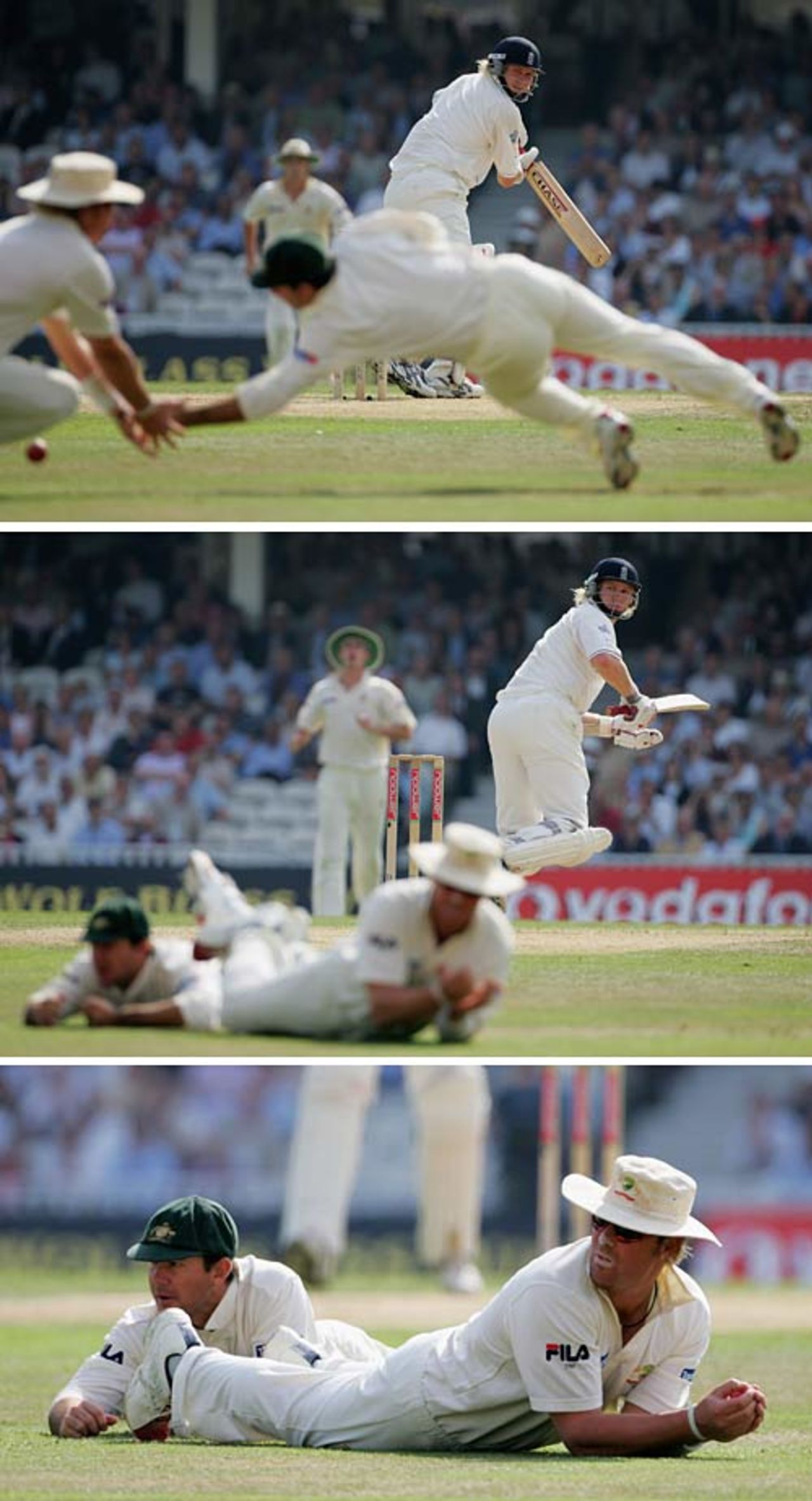 Matthew Hoggard edges past Ricky Ponting and Shane Warne, England v Australia, 5th Test, The Oval, September 9, 2005