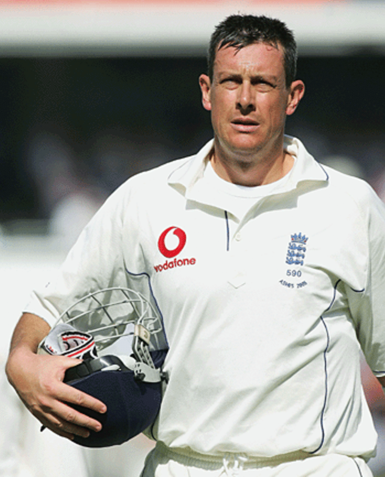 Ashley Giles, after making an invaluable 32, is the last English wicket to fall, England v Australia, The Oval, London, September 9, 2005