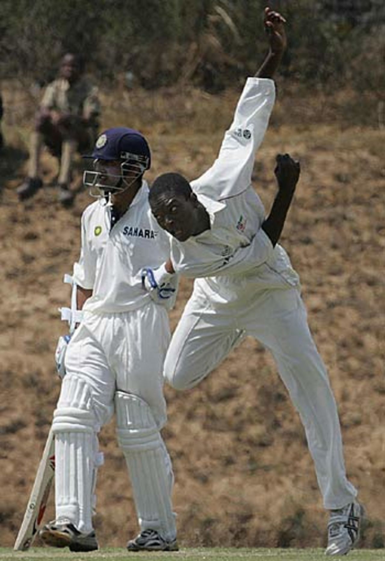 Waddington Mwayenga in action, Zimbabwe A v Indians, Mutare, September 9, 2005
