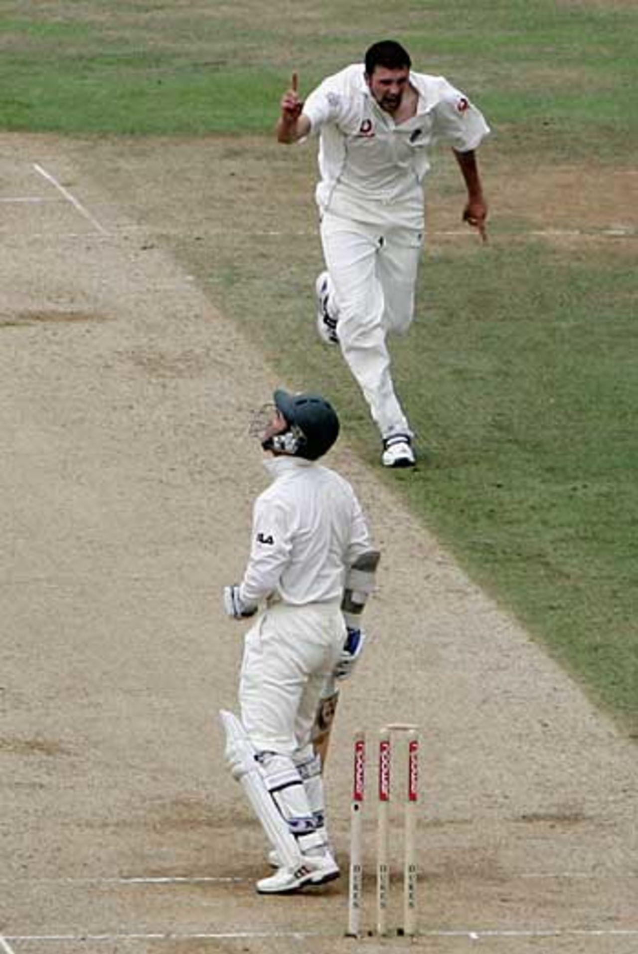 Steve Harmison gets the vital wicket of Justin Langer, England v Australia, The Oval, September 10, 2005