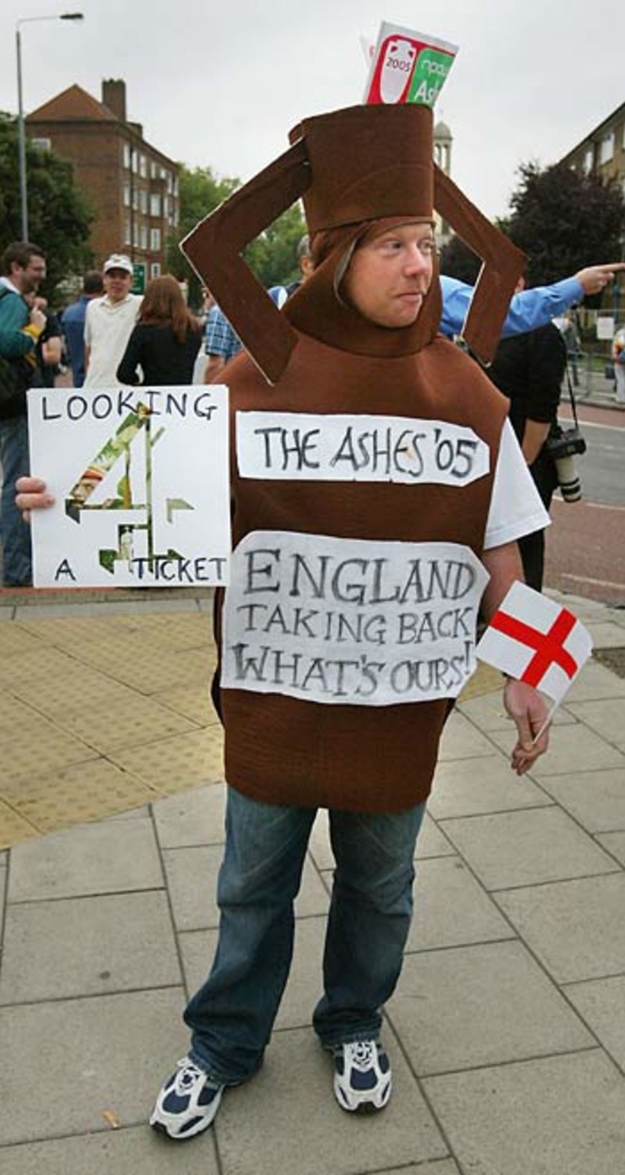 A man dressed an as urn (as you do) outside The Oval  for the final day of the series, England v Australia, 5th Test, The Oval, September 12, 2005