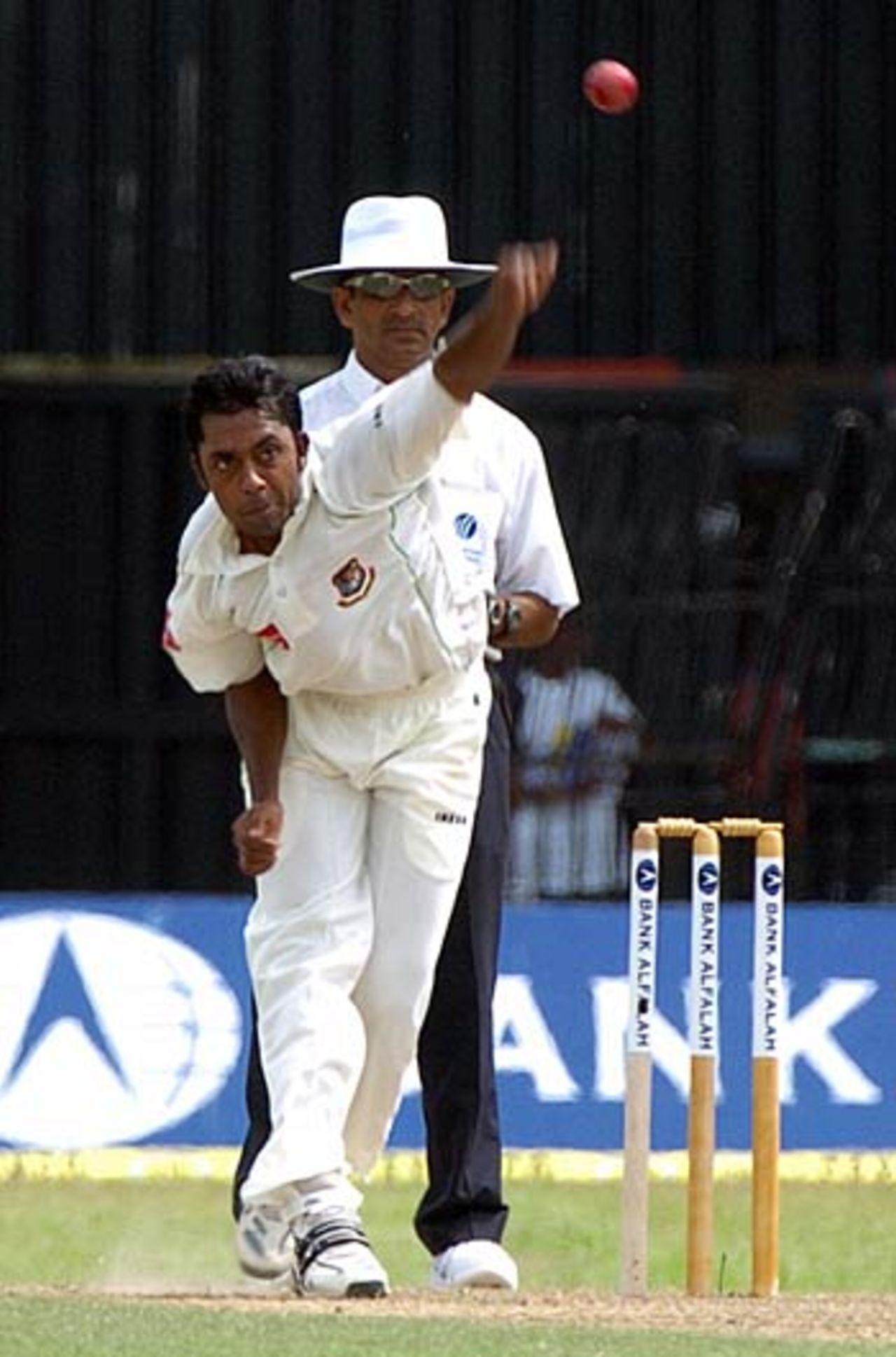 Syed Rasel sends down a delivery during his opening spell in which he picked up Marvan Atapattu's wicket, Sri Lanka v Bangladesh, R.Premadasa Stadium, Khettarama, Colombo, September 12, 2005