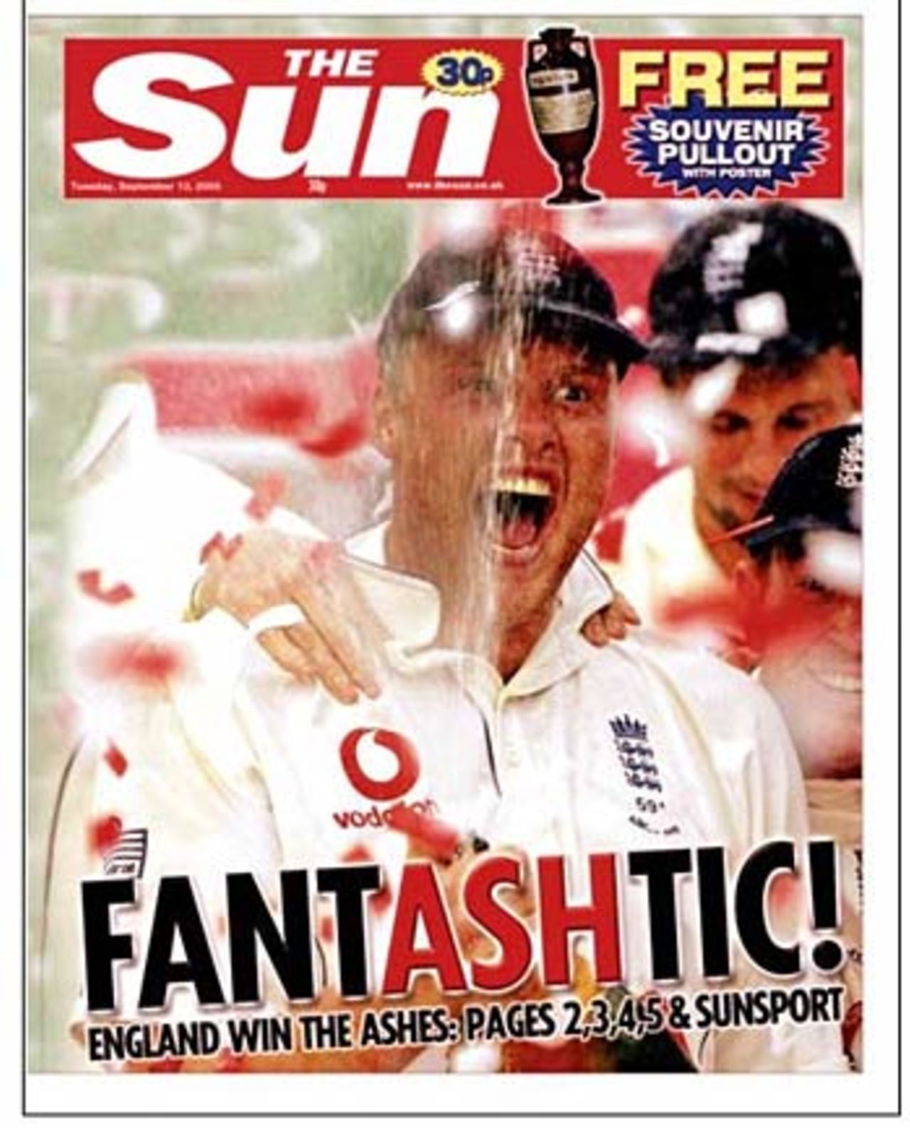 The front page of <I>The Sun</I>, September 13, 2005