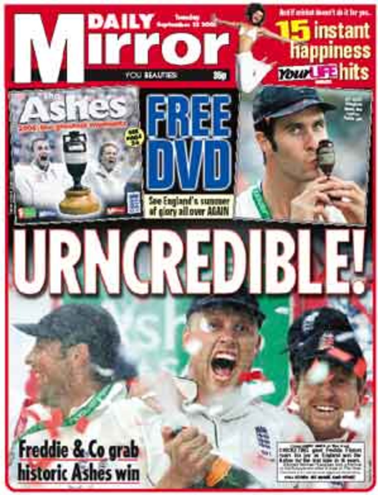 The front page of <I>The Mirror</I>, September 13, 2005