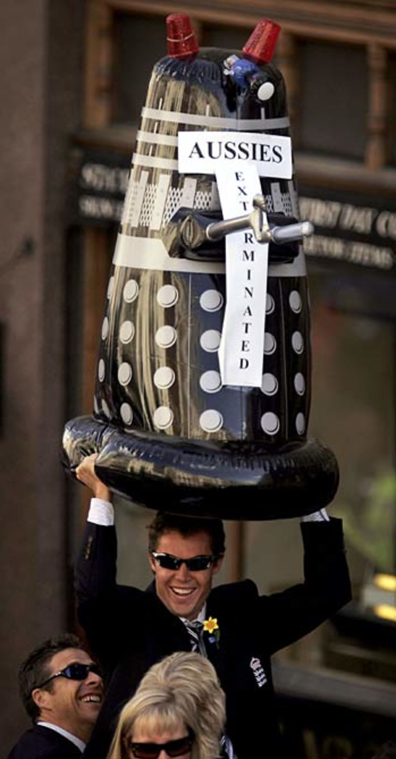 Aussies exterminated - Geraint Jones and his Dalek, London,  September 13, 2005