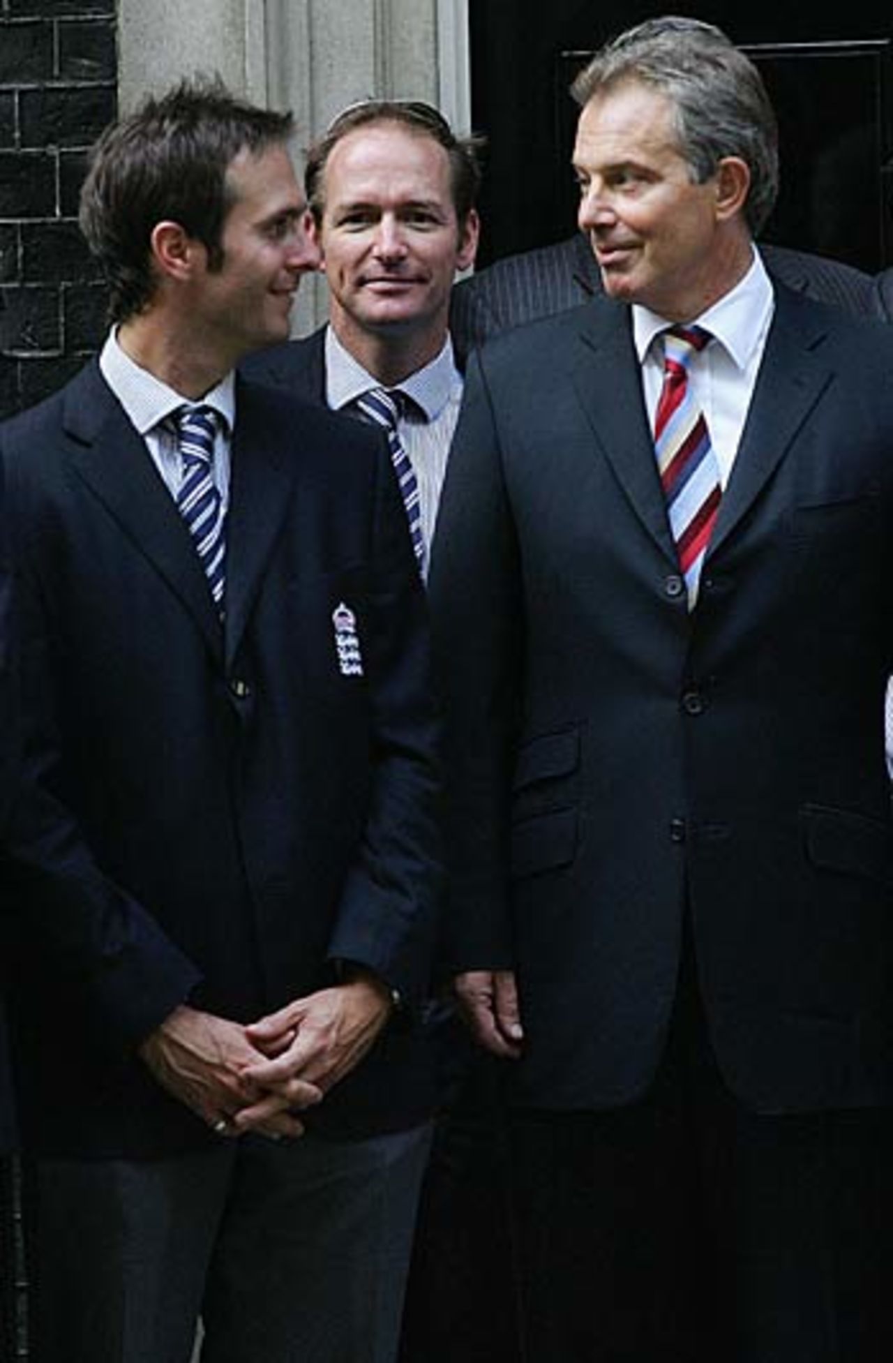 Michael Vaughan and British PM Tony Blair outside No. 10 Downing Street, London,  September 13, 2005