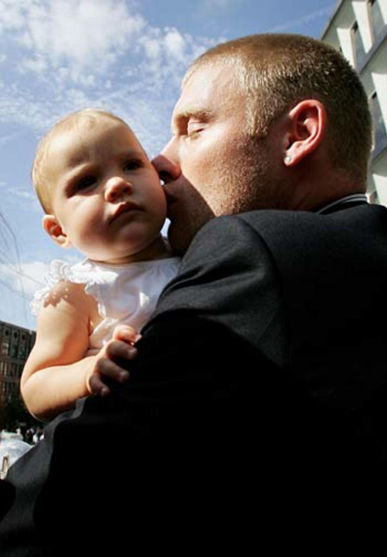 Andfrew Flintoff and daughter Holly, London,  September 13, 2005