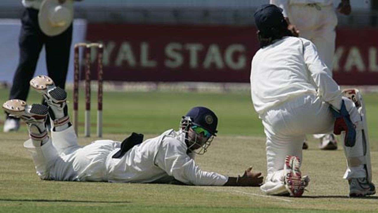 Gautam Gambhir fails to take a sharp chance off Dion Ebrahim, Zimbabwe v India, 1st Test, Bulawayo, September 13, 2005
