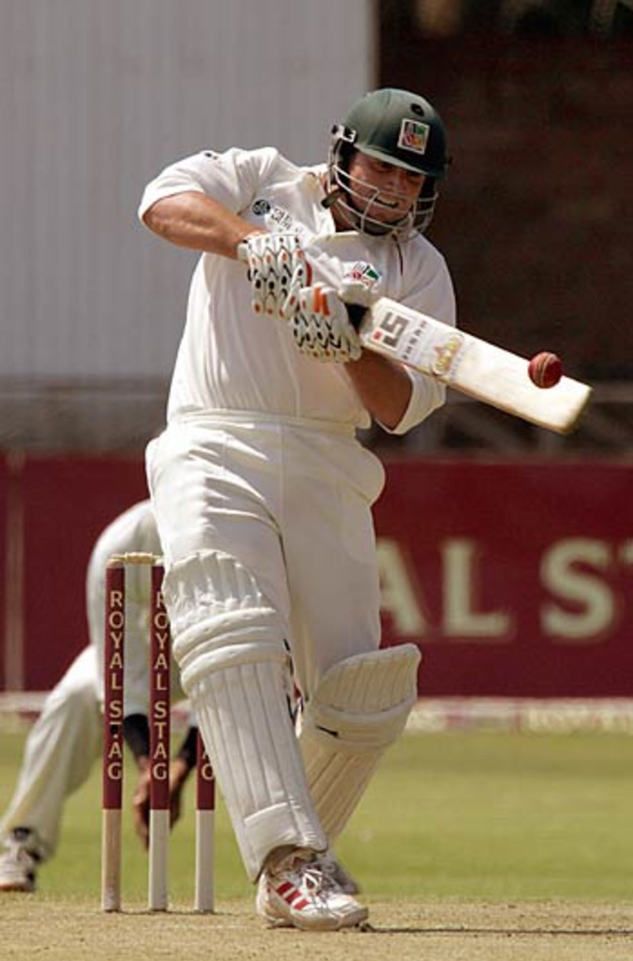 Terry Duffin pulls Irfan Pathan en route to his half century on debut, Zimbabwe v India, 1st Test, Bulawayo, September 13, 2005
