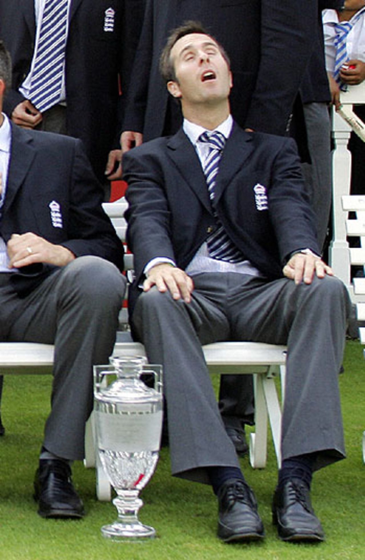 Michael Vaughan snatches forty winks at another photo opportunity, Lord's,  September 13, 2005