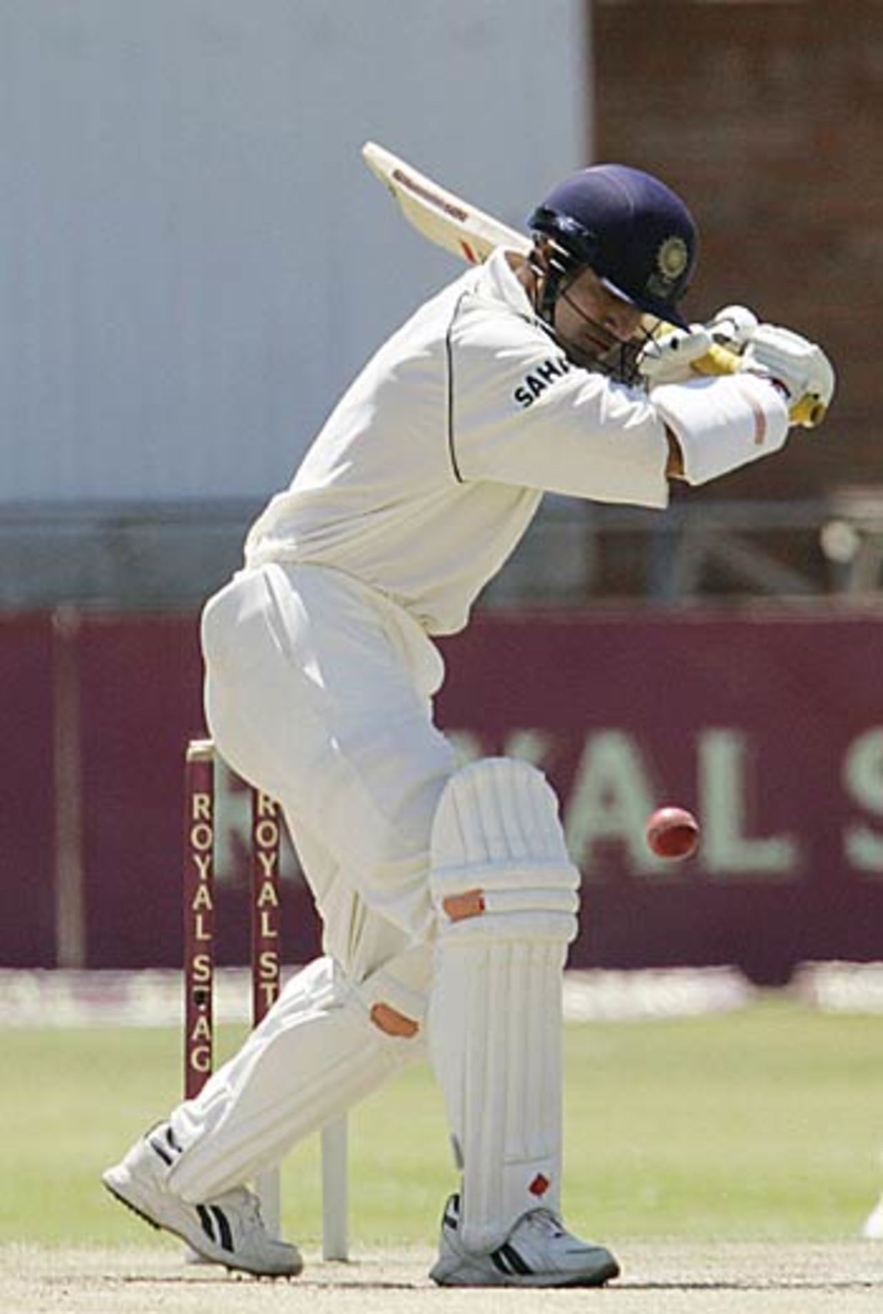 Irfan Pathan watches the ball as he lets it go, Zimbabwe v India, 1st Test, Bulawayo, September 15, 2005
