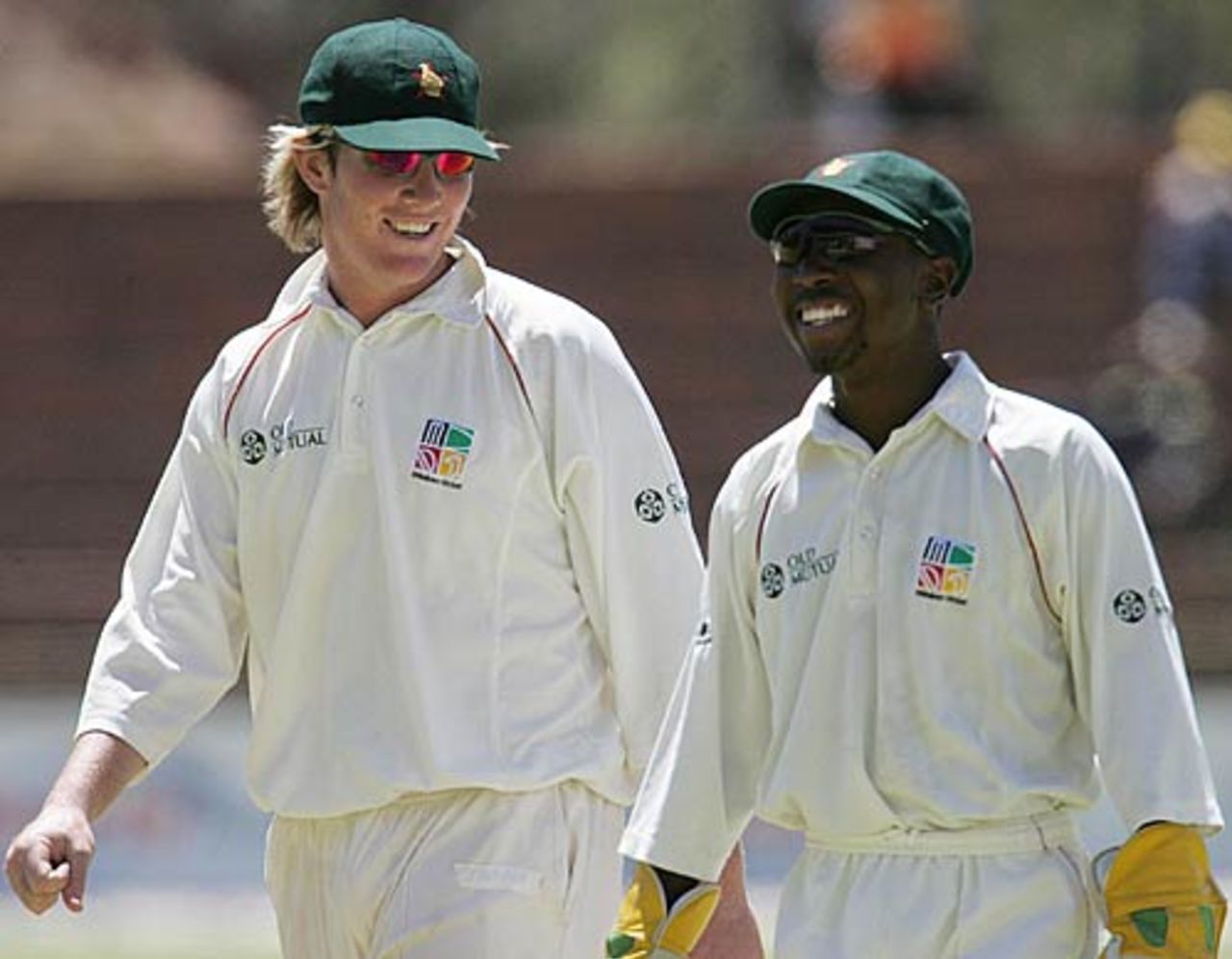Tatenda Taibu and Brendan Taylor troop off for lunch, Zimbabwe v India, 1st Test, Bulawayo, September 15, 2005