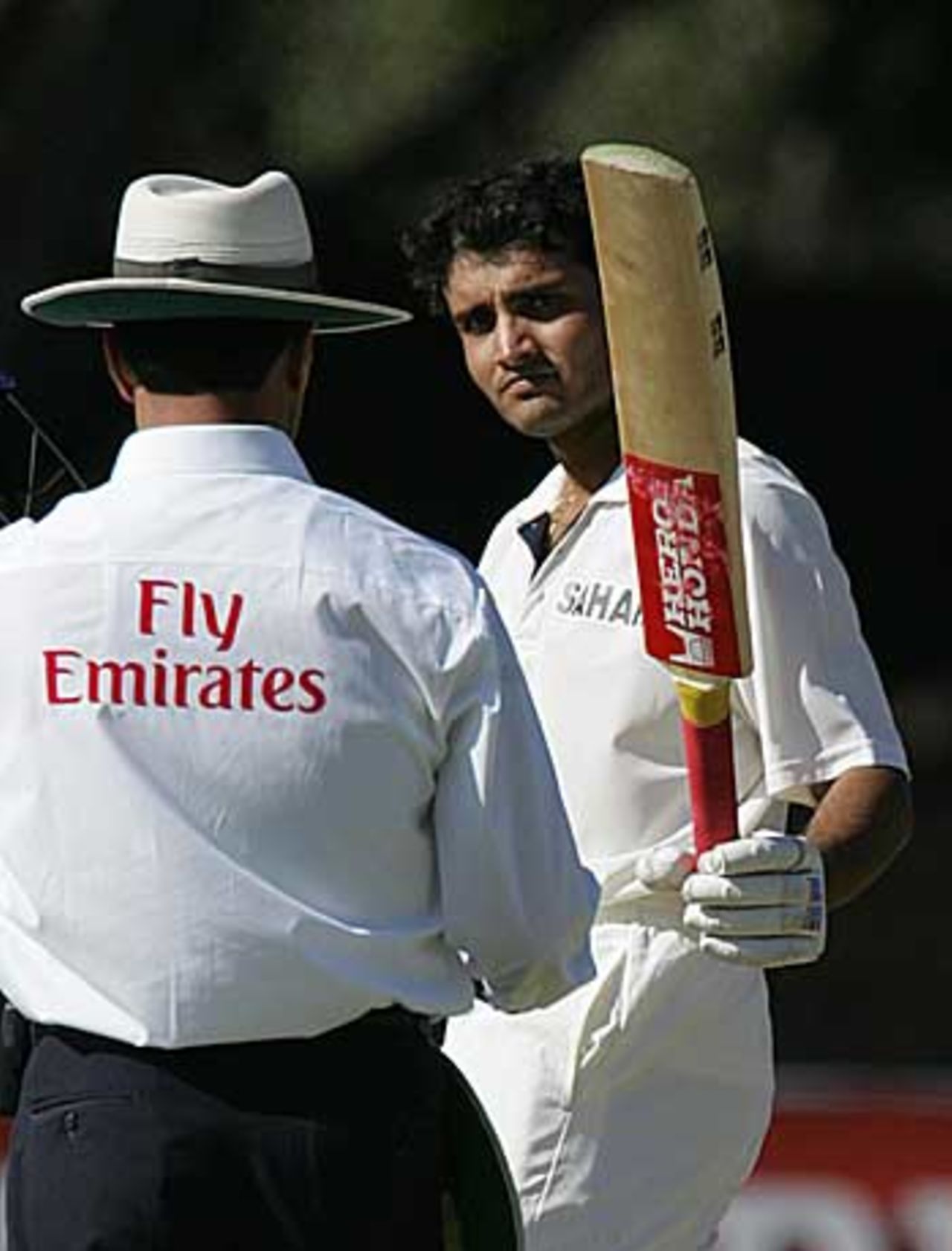 Muted celebrations: Sourav Ganguly reaches his first Test century for nearly two years, Zimbabwe v India, Bulawayo, September 15, 2005