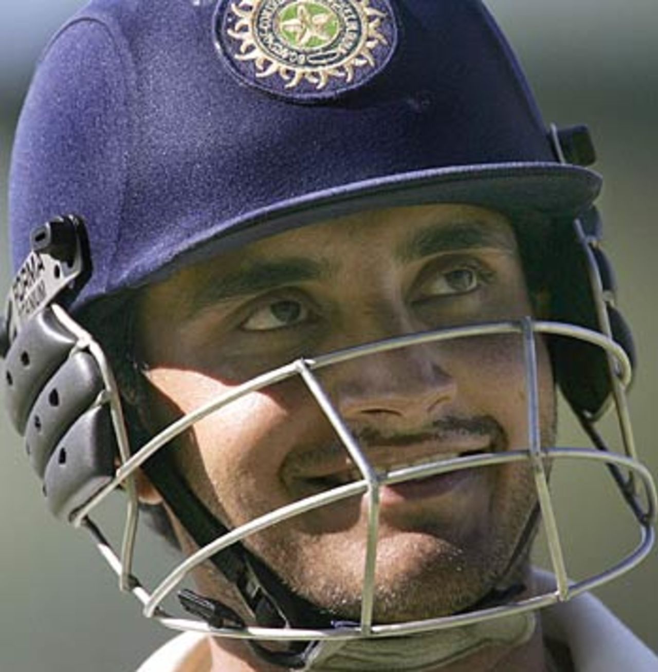 Sourav Ganguly allows himself a smile after completing his century, Zimbabwe v India, 1st Test, Bulawayo, September 15, 2005