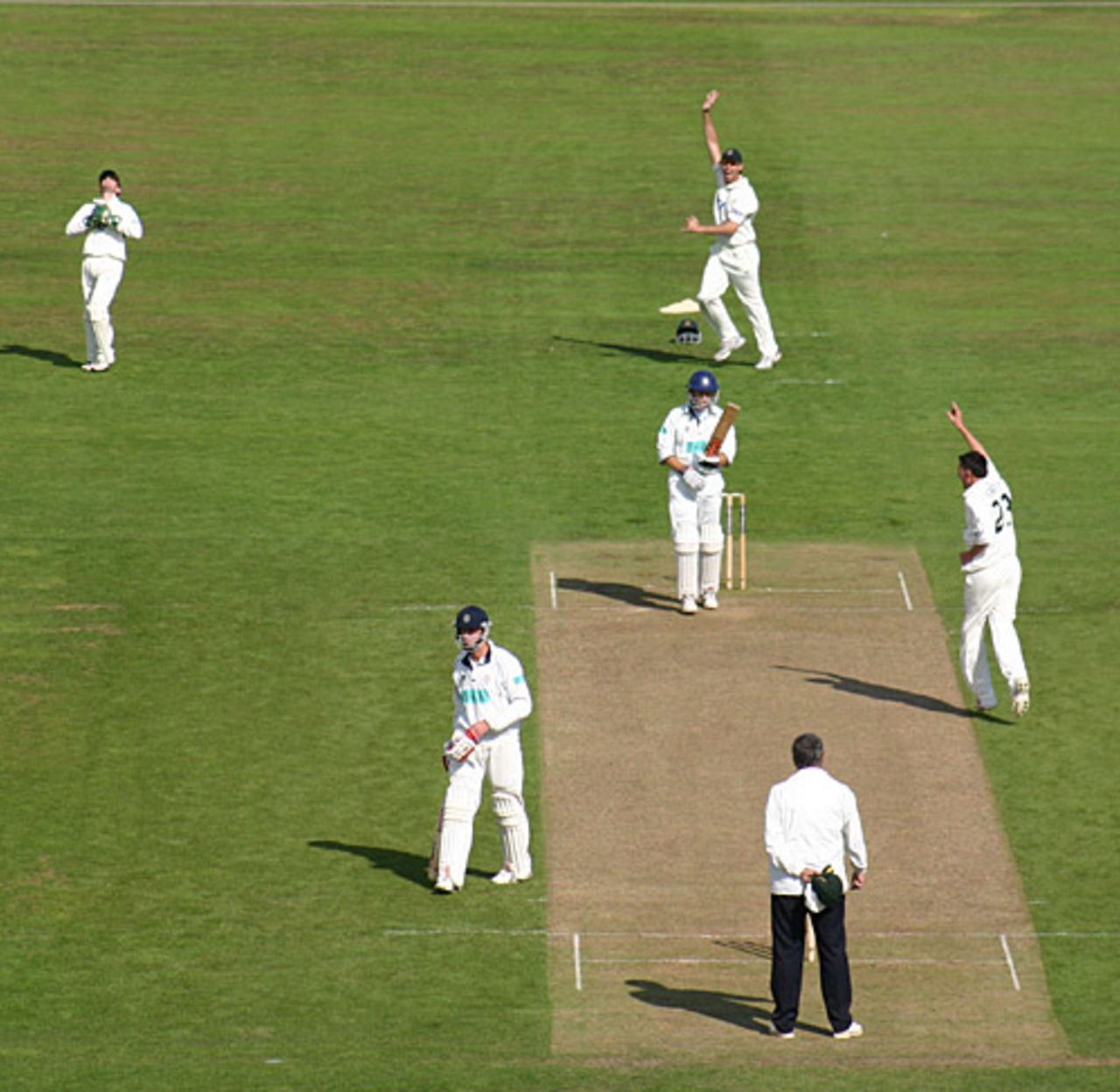 Simon Katich is caught down the leg side by Chris Read off Mark Footitt, Hampshire v Nottinghamshire, Southampton, September 21, 2005