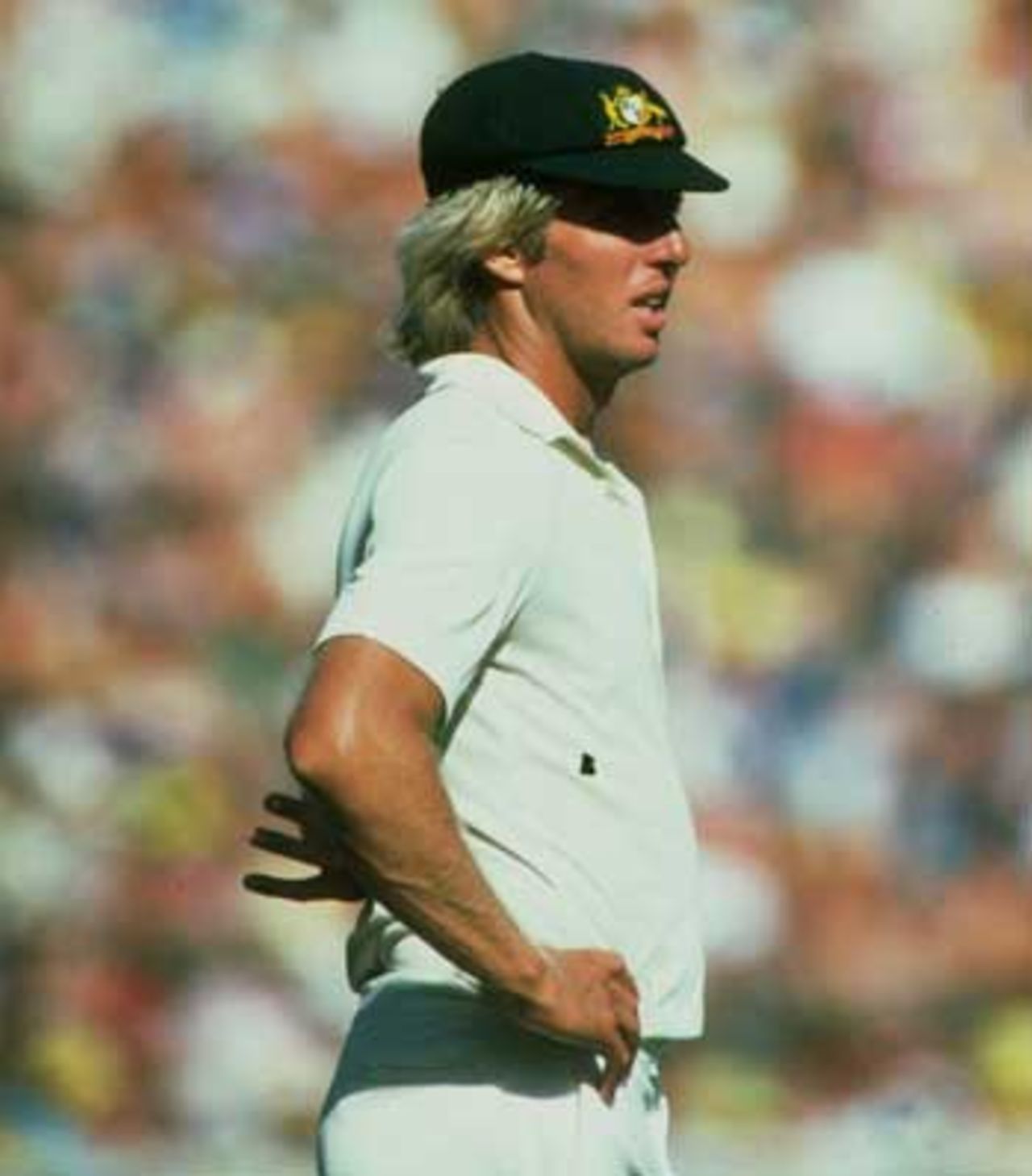 Jeff Thompson fielding, England v Austrlaia, January 1, 1983