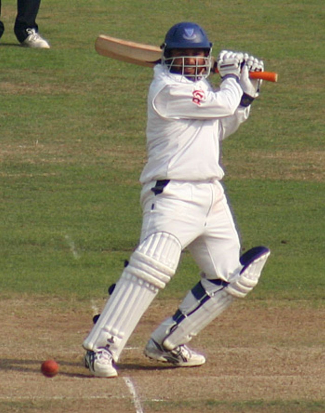 Mushtaq Ahmed cracks another boundary on his way to a career-best 90*, Sussex v Kent, Hove, September 22, 2005