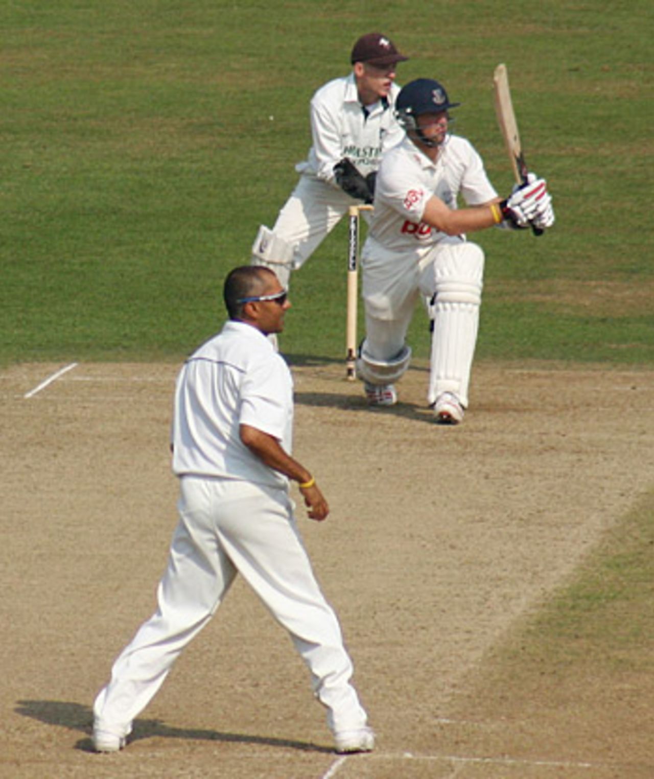 Min Patel looks on as Matt Prior holes out, Sussex v Kent, Hove, September 22, 2005