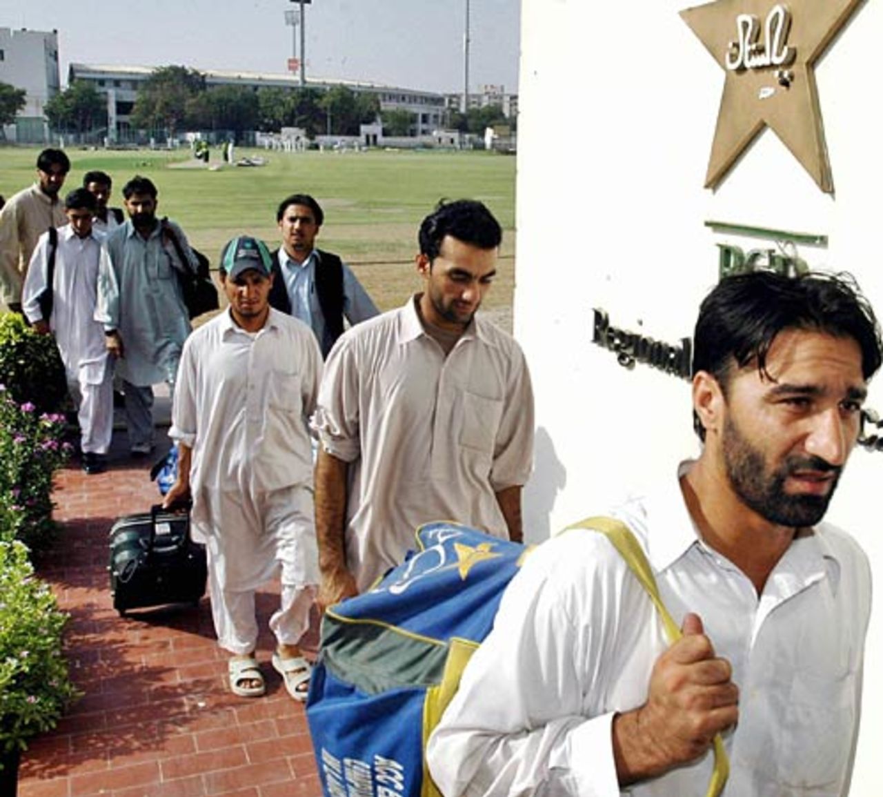 Afghanistan players arrive at the National Cricket Stadium Academy in Karachi for one-week tour as part of preparations for next year's Asian Cricket Council Trophy, Karachi, September 22, 2005