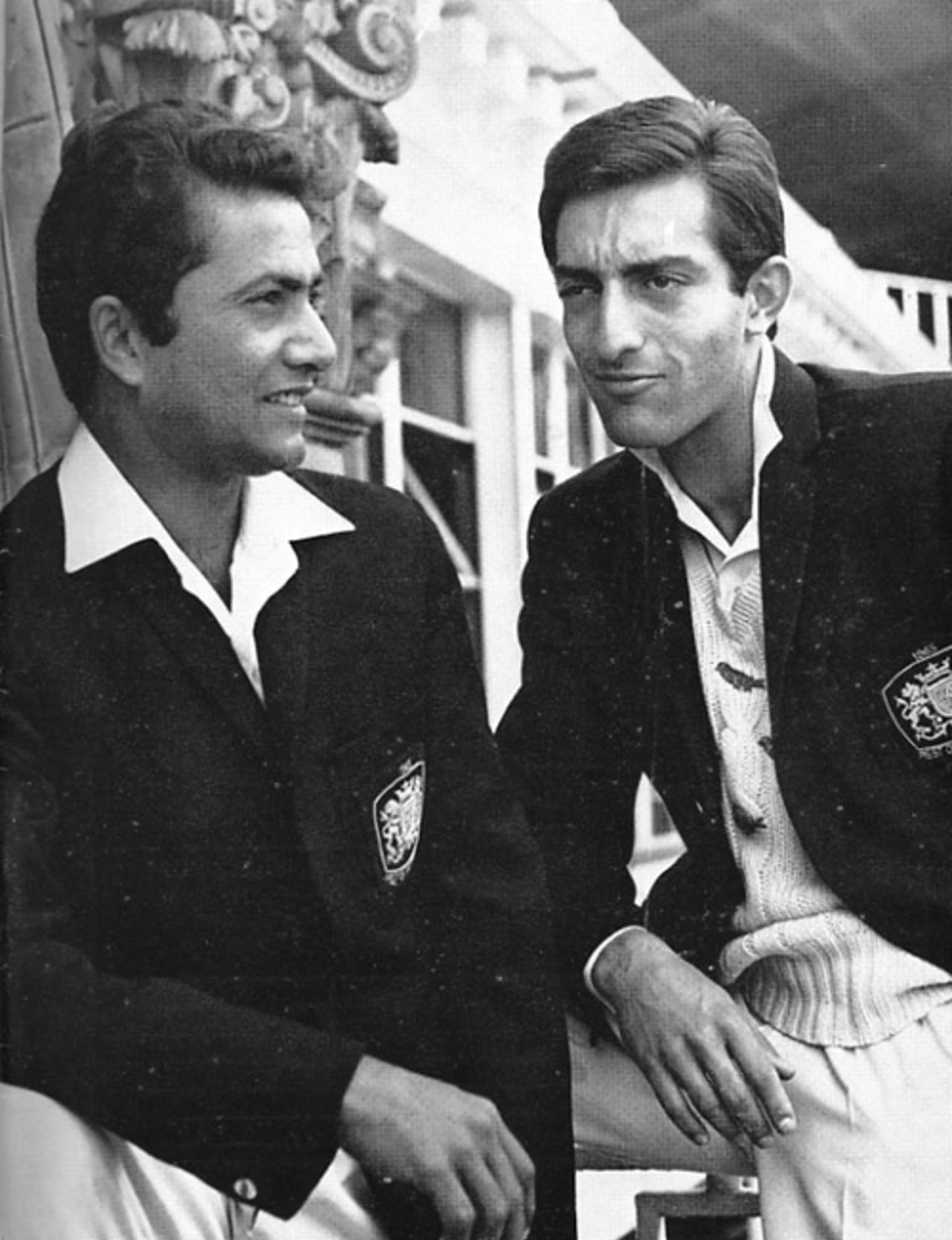 Hanif Mohammad and the Nawab of Pataudi (Mansur Ali Khan) chat  at Lord's ahead of playing for the Rest of the World in 1965