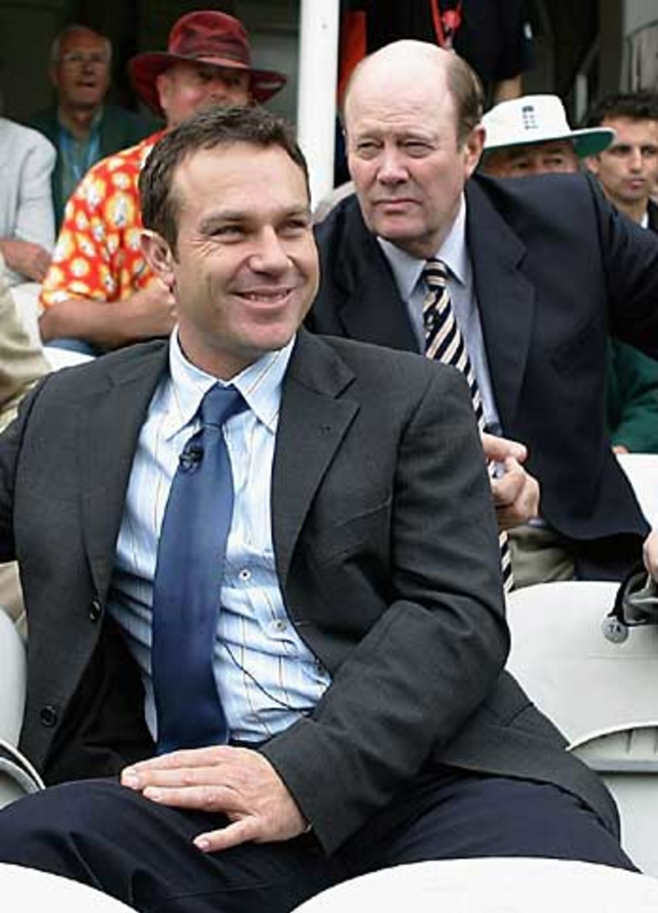 Michael Slater chats with his fellow commentators, England v Australia, The Oval, September 12, 2005