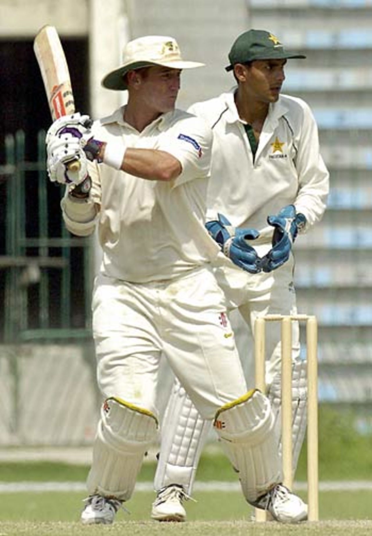 Phil Jaques on the attack, Pakistan A v Australia A, Lahore, September 27, 2005