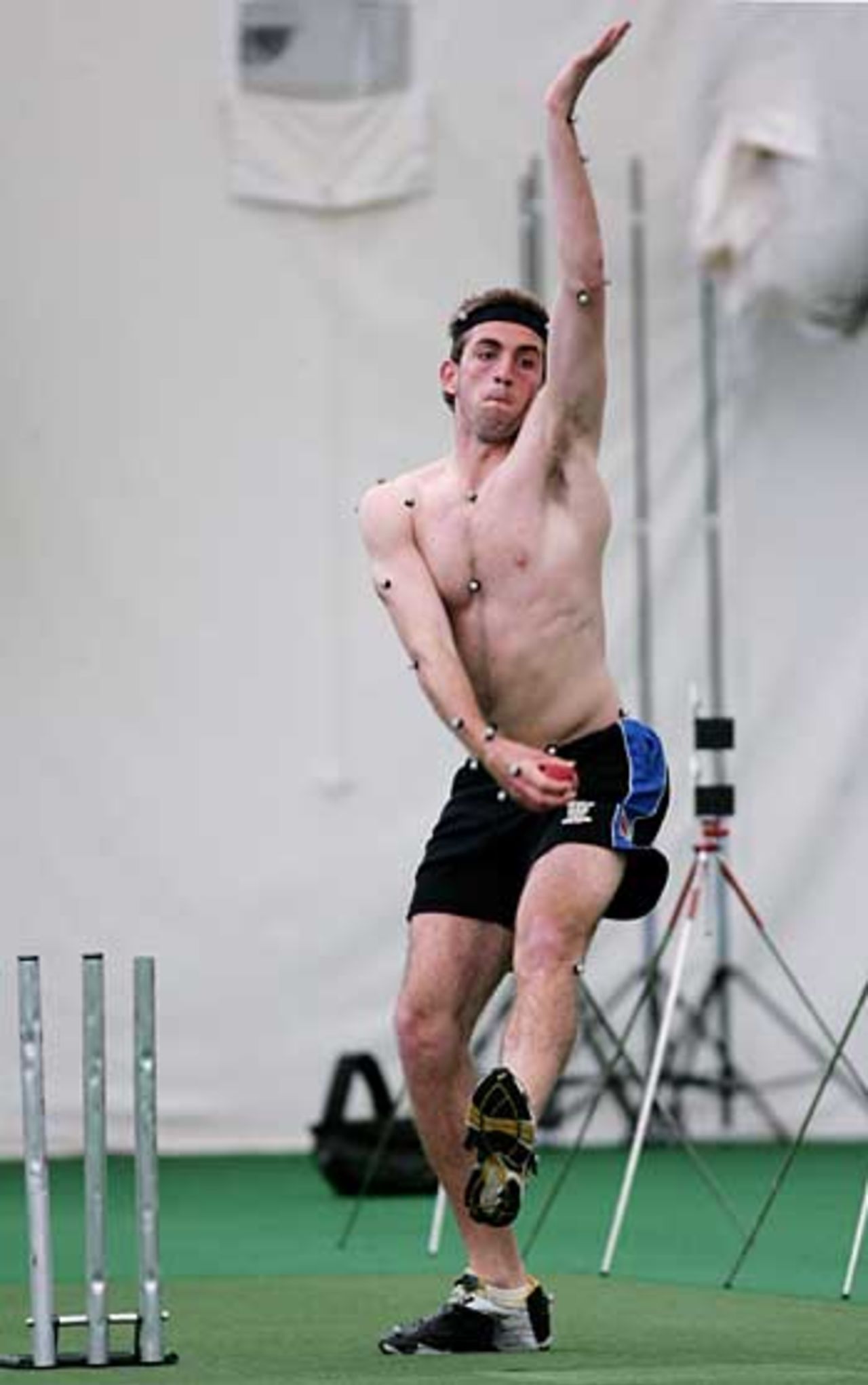 Liam Plunkett has his bowling assessed at the ECB National Academy in Loughborough at the start of the winter programme, Loughborough, September 27, 2005