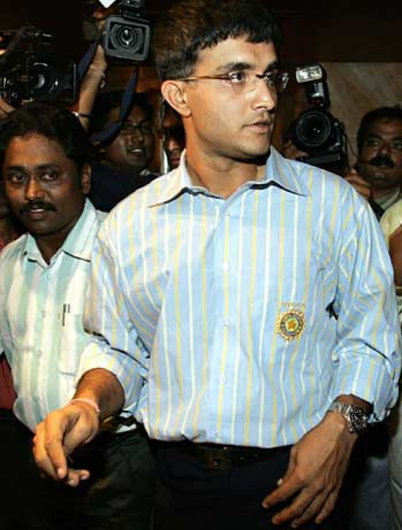 Sourav Ganguly leaves the review hearing in Mumbai after speaking to the panel about the relationship between him and Greg Chappell, Mumbai, September 27