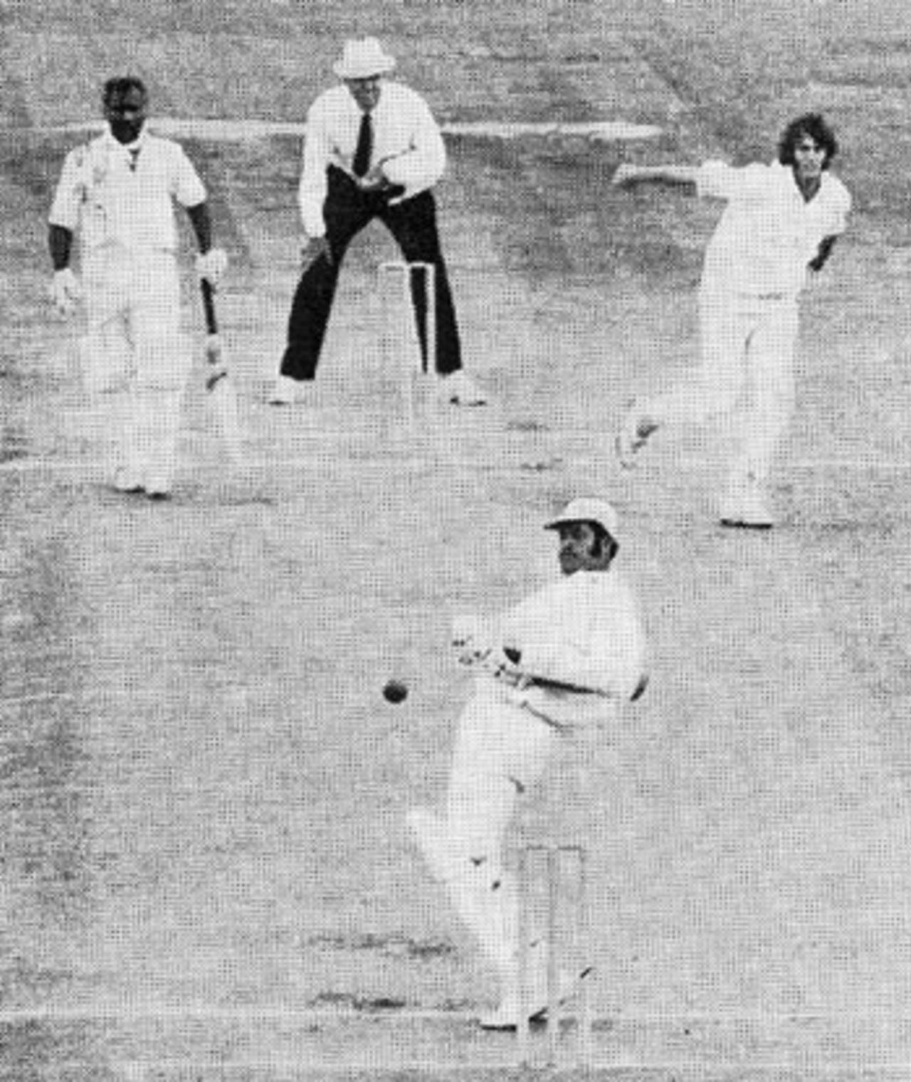 Hylton Ackerman sways out the way of a Dennis Lillee bouncer, Australia v World XI, Perth, December 1971