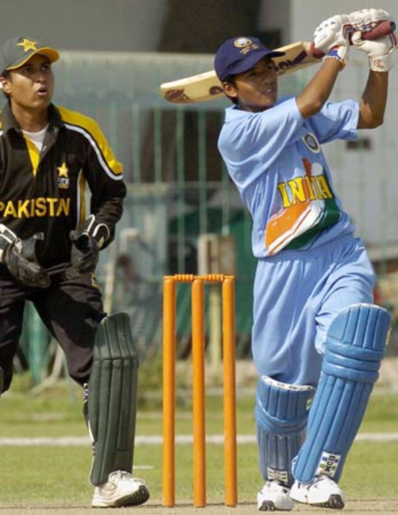 Anagha Deshpande plays the on-drive, Pakistan women v India U-21, Lahore, Octorber 1, 2005