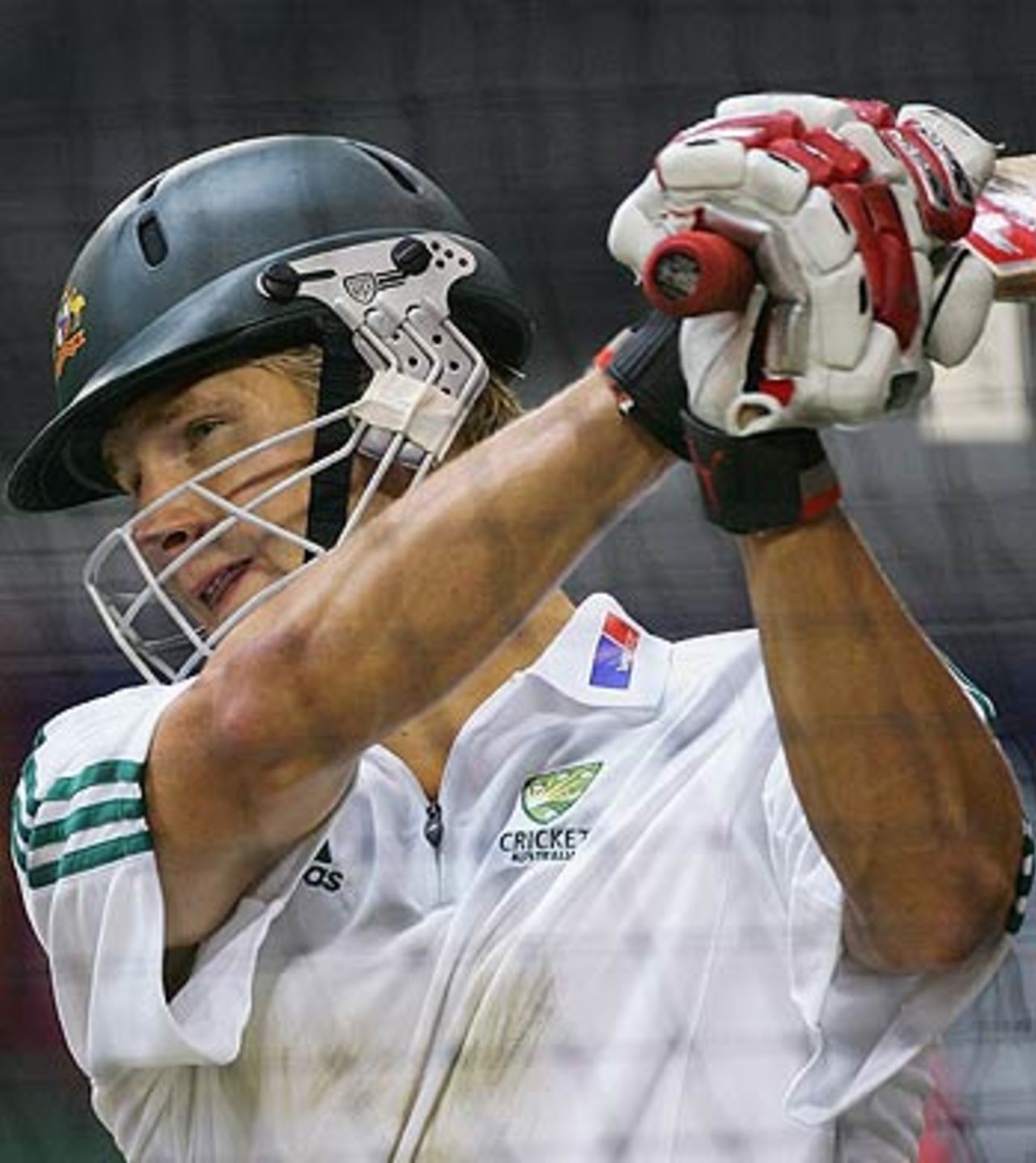 Shane Watson bats in the nets as Australia prepared to take on the World XI, Telstra Dome, Melbourne, October 3, 2005