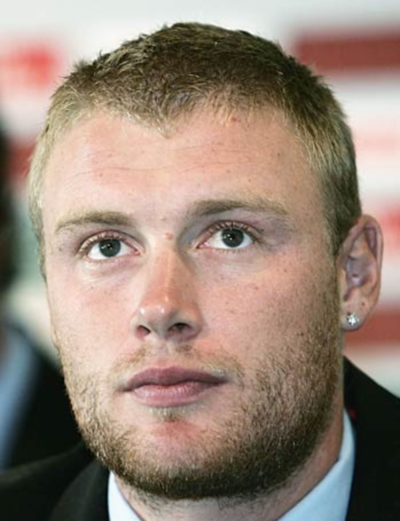 A pensive Andrew Flintoff at the unveiling of the ICC Super Series Trophy, Melbourne, October 3, 2005