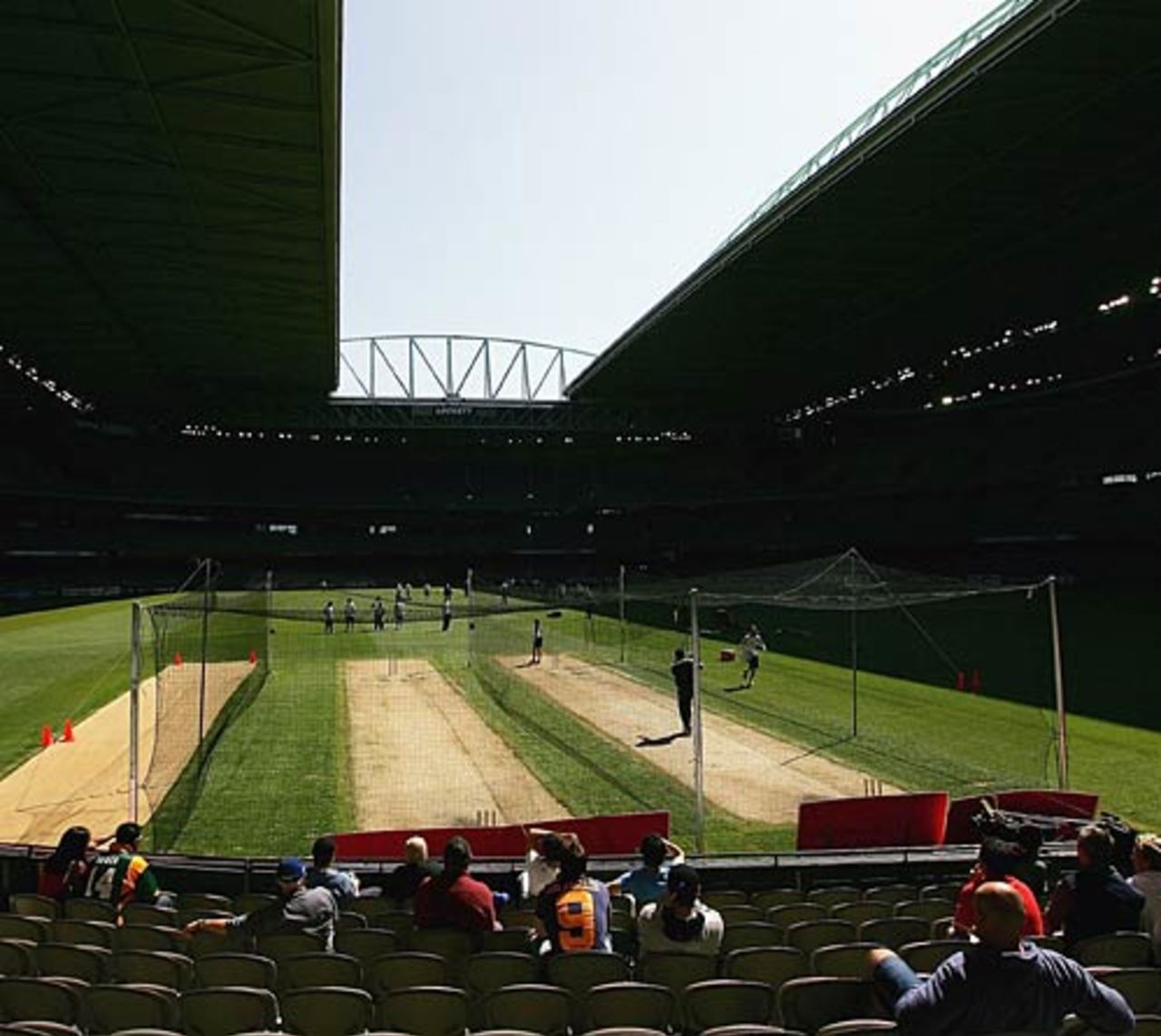 The roof opens during a World XI training session at Telstra dome, Melbourne, October 4, 2005