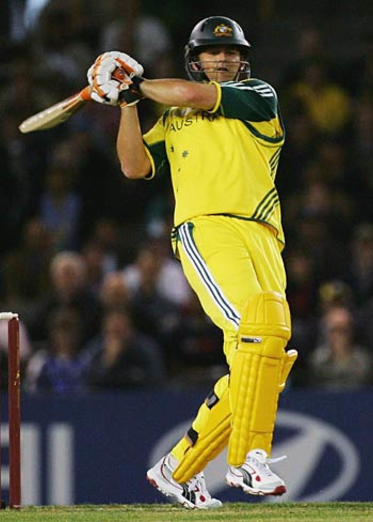 Adam Gilchrist pulls during his quick 45, Australia v World XI, 1st ODI, Super Series, Melbourne, October 5, 2005