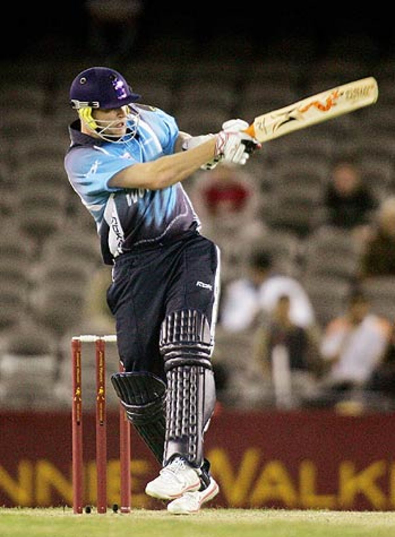 Andrew Flintoff pulls during his innings of 38, Australia v World XI, 1st ODI, Super Series, Melbourne, October 5, 2005