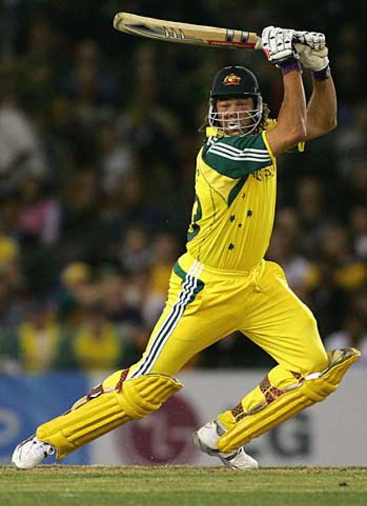 Andrew Symonds cuts powerfully, Australia v World XI, 2nd ODI, Super Series, Melbourne, October 7, 2005
