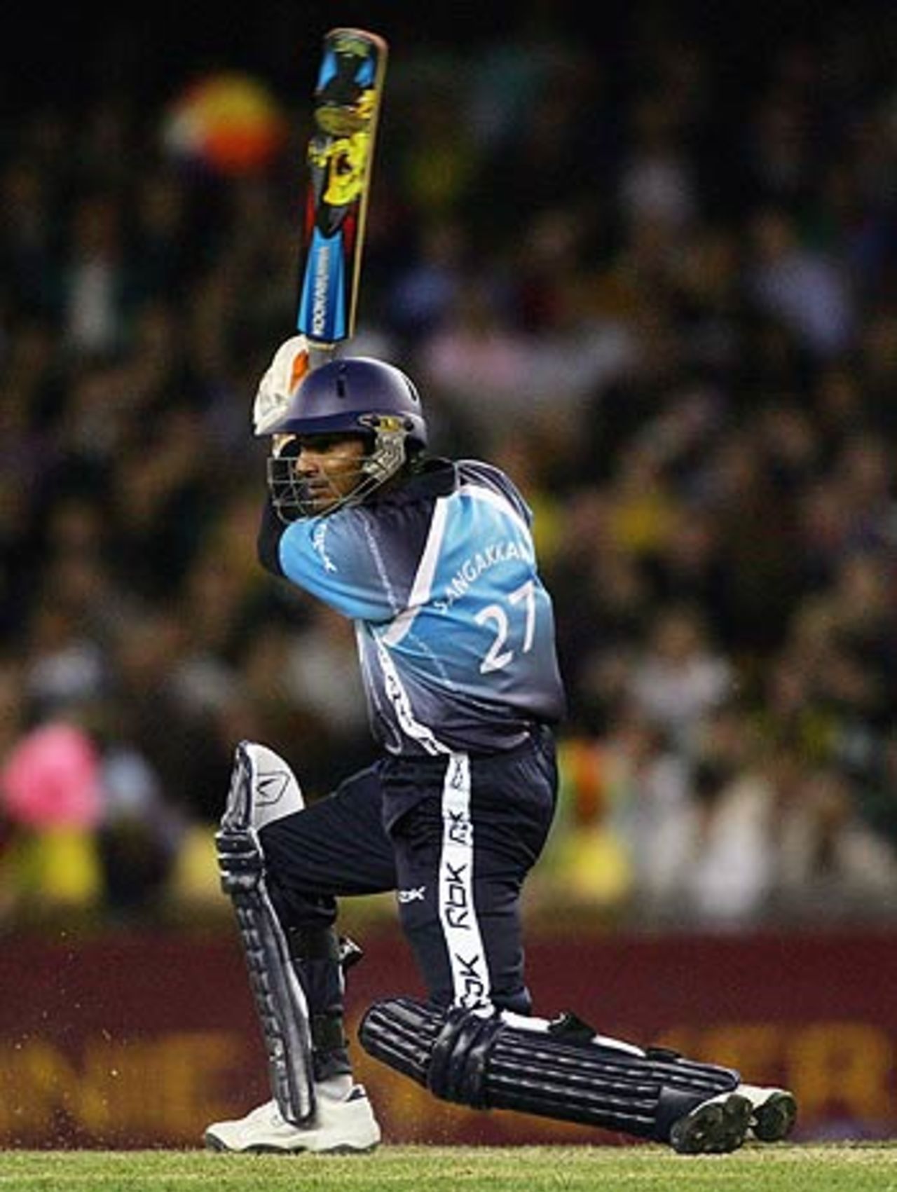 Kumar Sangakkara drives during his fine half-century, Australia v World XI, 2nd ODI, Super Series, Melbourne, October 7, 2005