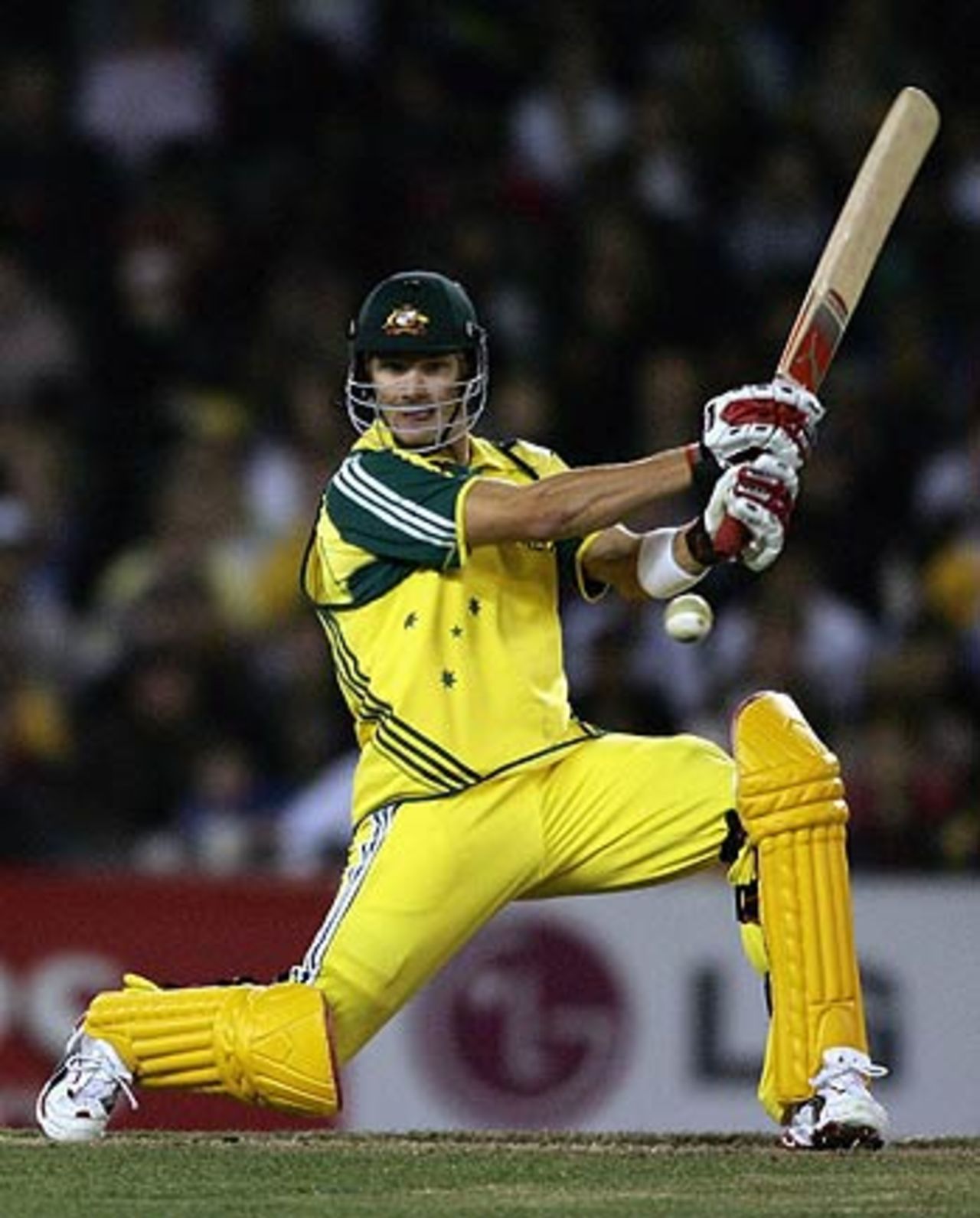 Shane Watson cuts powerfully during his 66, Australia v World XI, 3rd ODI, Super Series, Melbourne, October 9, 2005