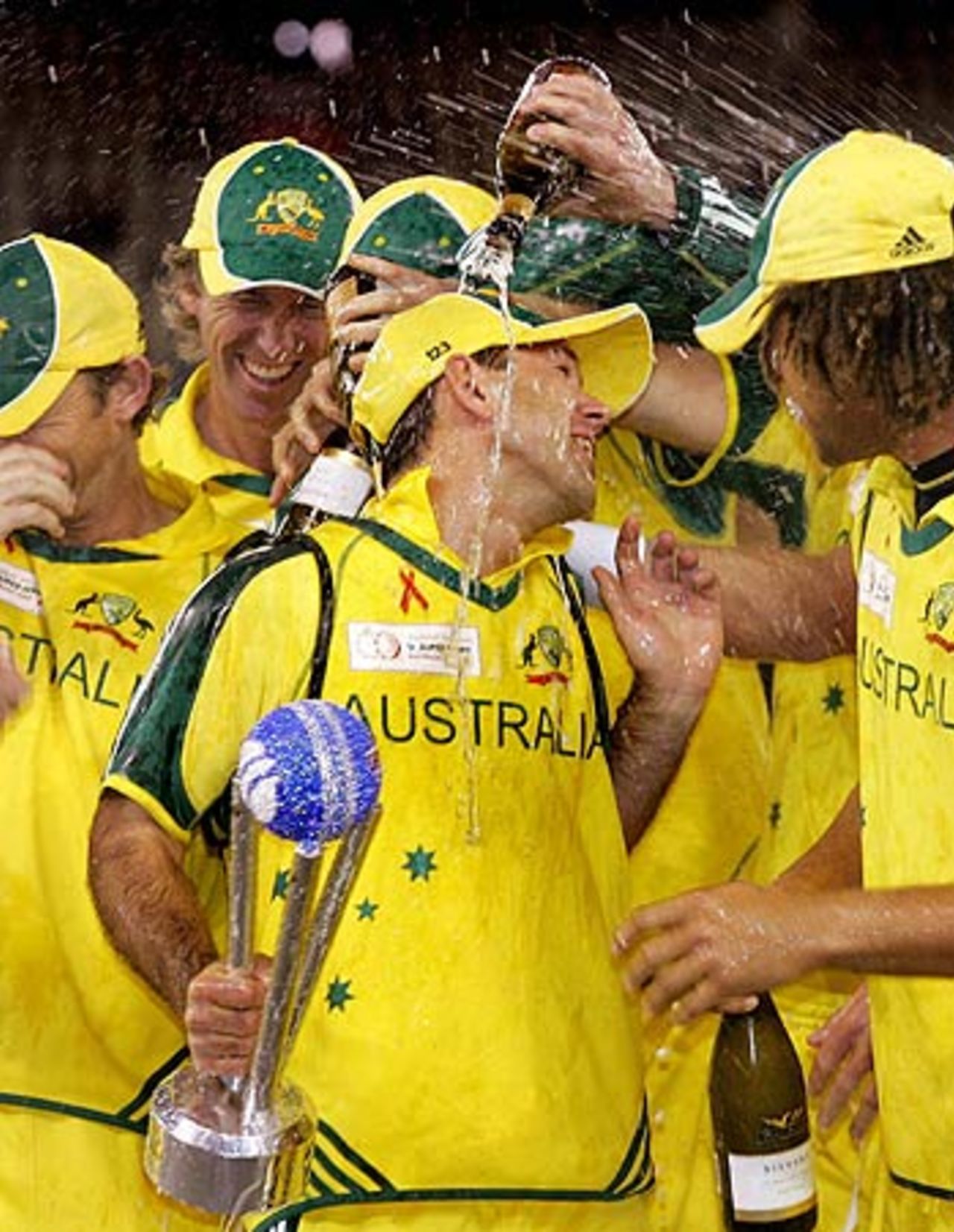 Australia celebrate after a marvellous performance in the Super Series, Australia v World XI, 3rd ODI, Super Series, Melbourne, October 9, 2005