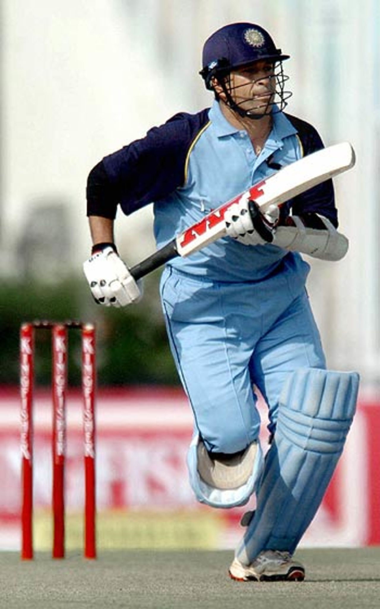 Sachin Tendulkar sets off for a run, India Seniors v India A, Challenger Trophy, Mohali, October 10, 2005