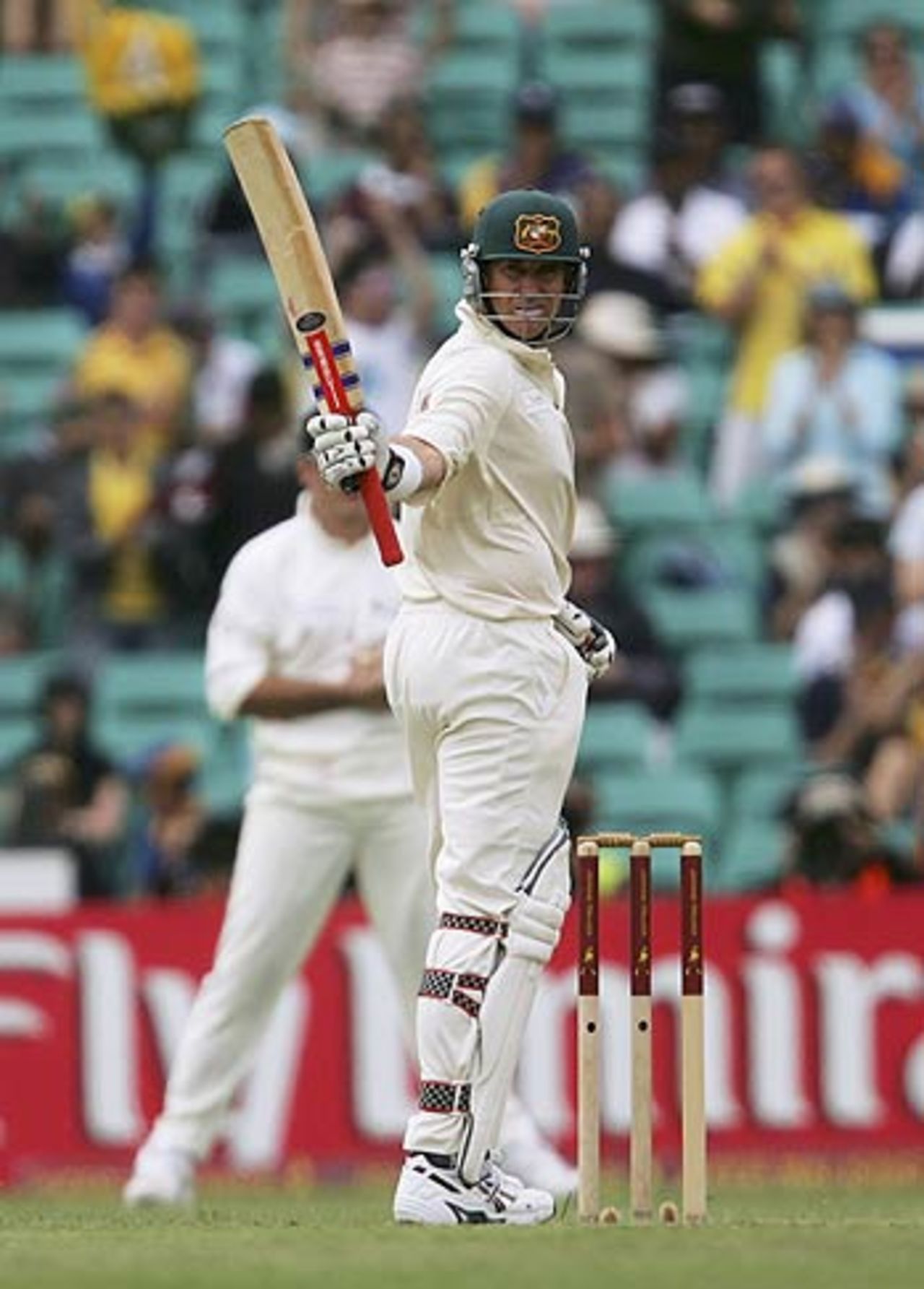 Matthew Hayden celebrates his hundred, Australia v World XI, Day 1, Sydney Cricket Ground, October 14, 2005
