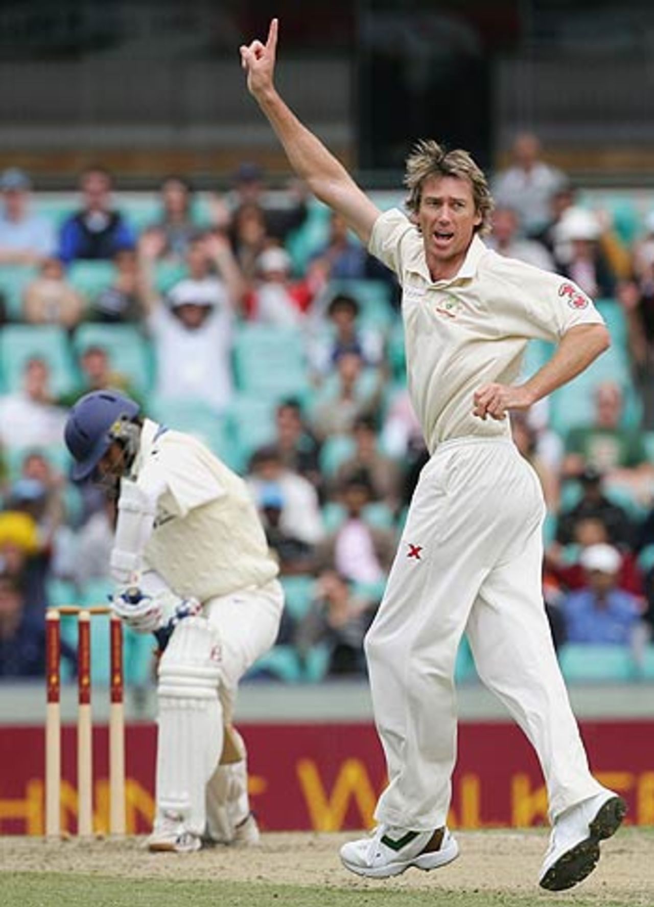 Glenn McGrath has Rahul Dravid caught behind for a duck, Australia v World XI, Super Test, 2nd Day, Sydney, October 15, 2005