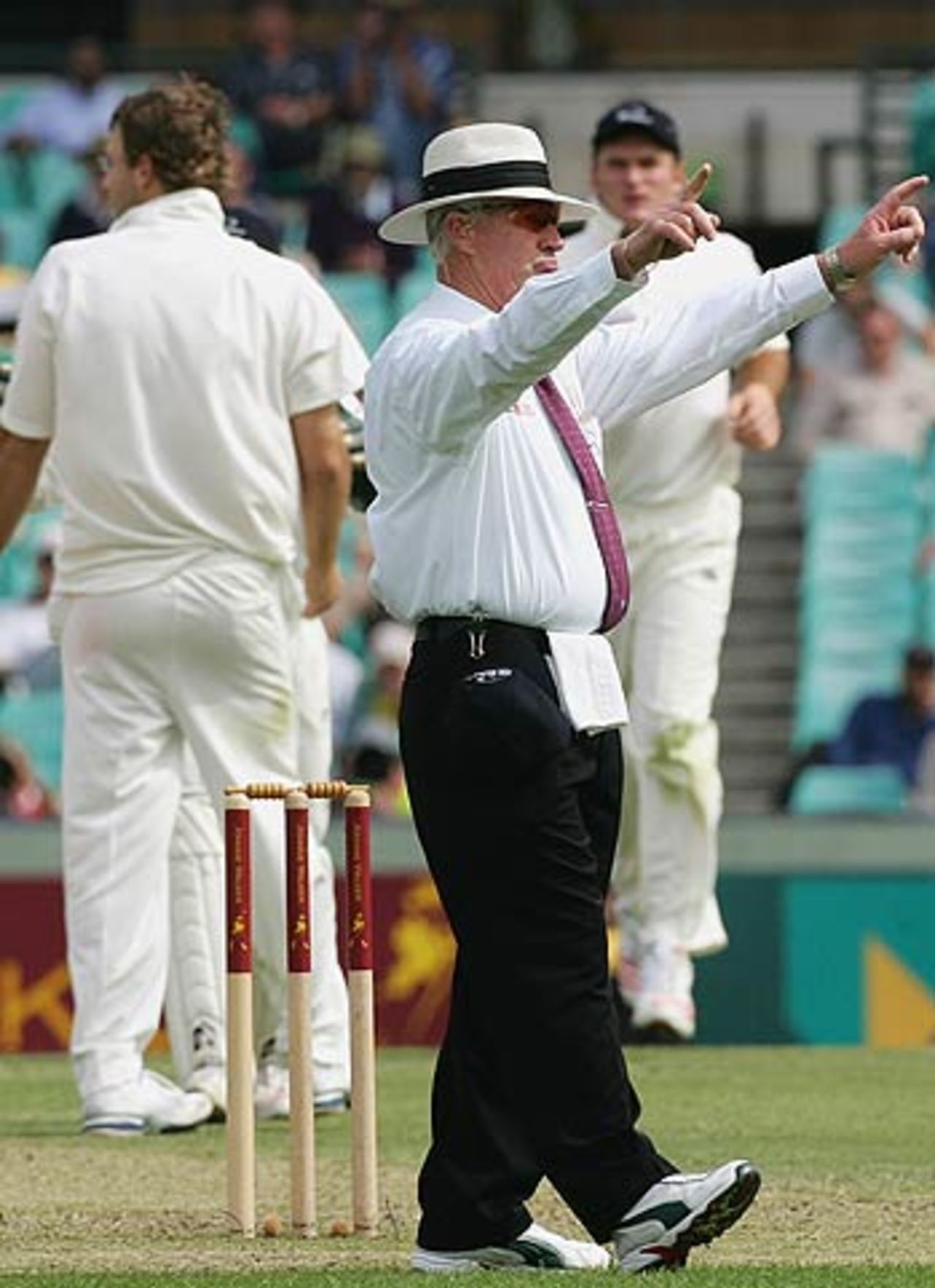 Rudi Koertzen calls for the third umpire, Australia v World XI, Super Test, Sydney, October 14, 2005