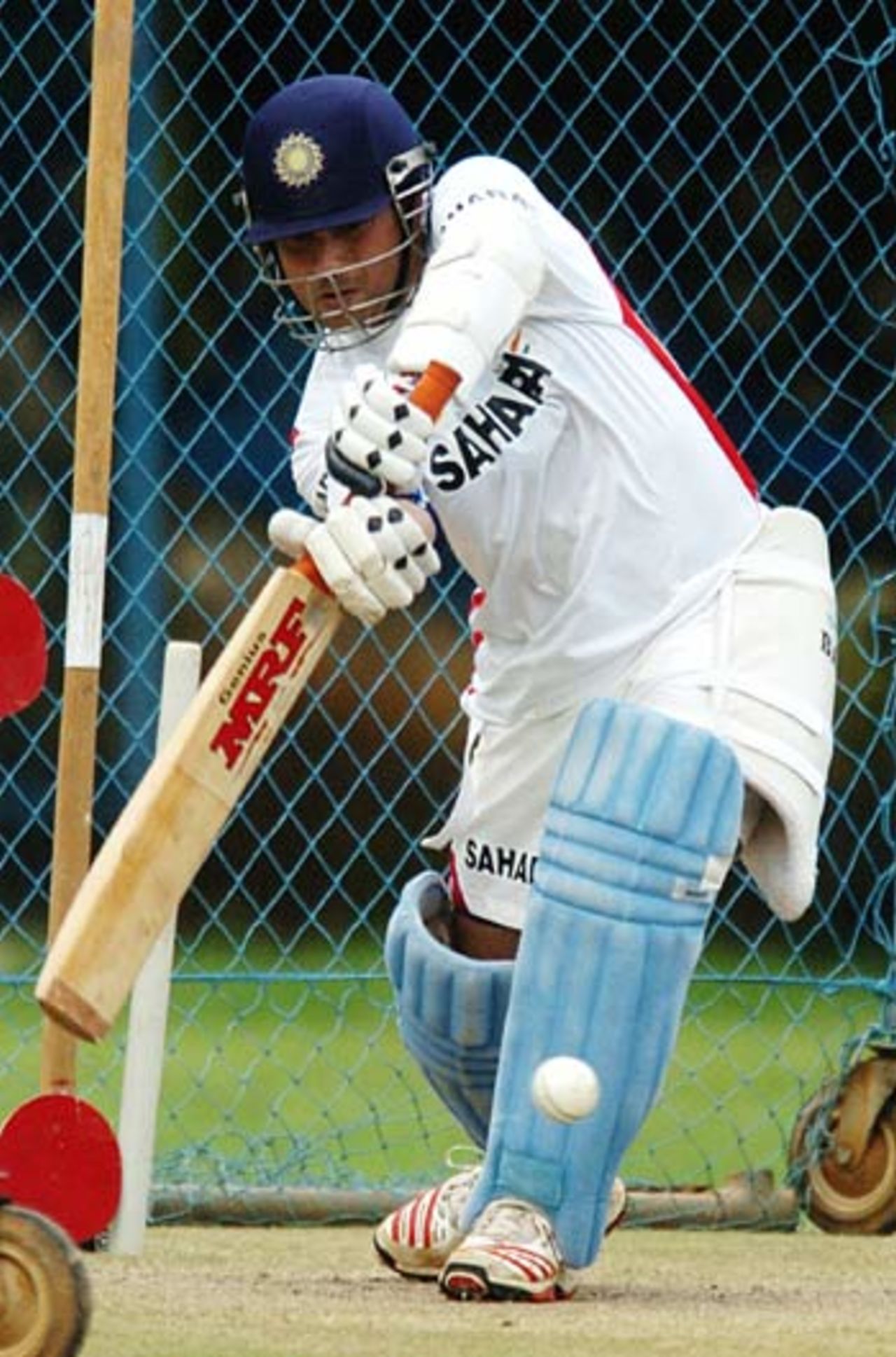 Sachin Tendulkar in the nets at the National Cricket Academy, Bangalore, October 19, 2005