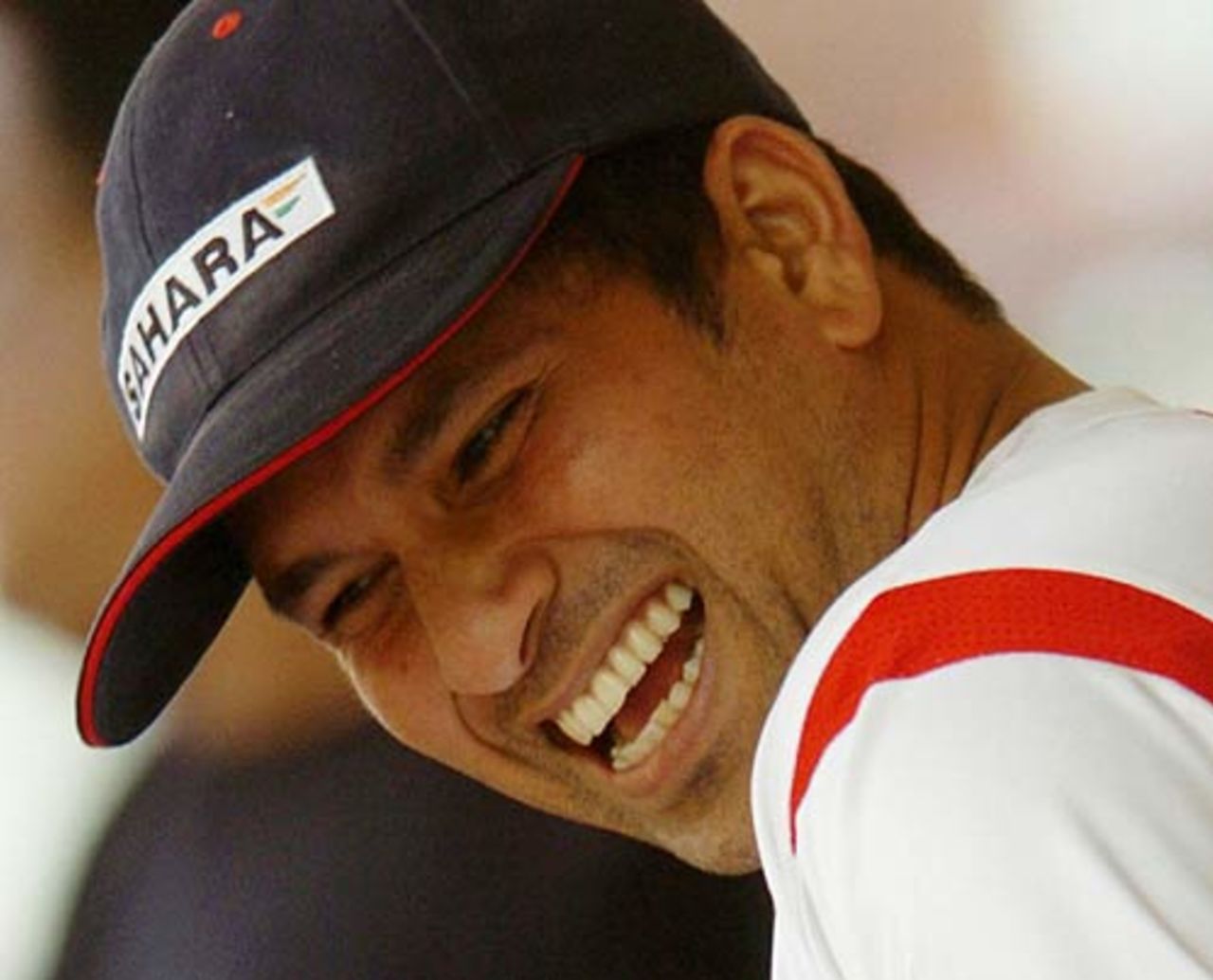 A relaxed Sachin Tendulkar jokes with team-mates at the National Cricket Academy, Bangalore, October 19, 2005