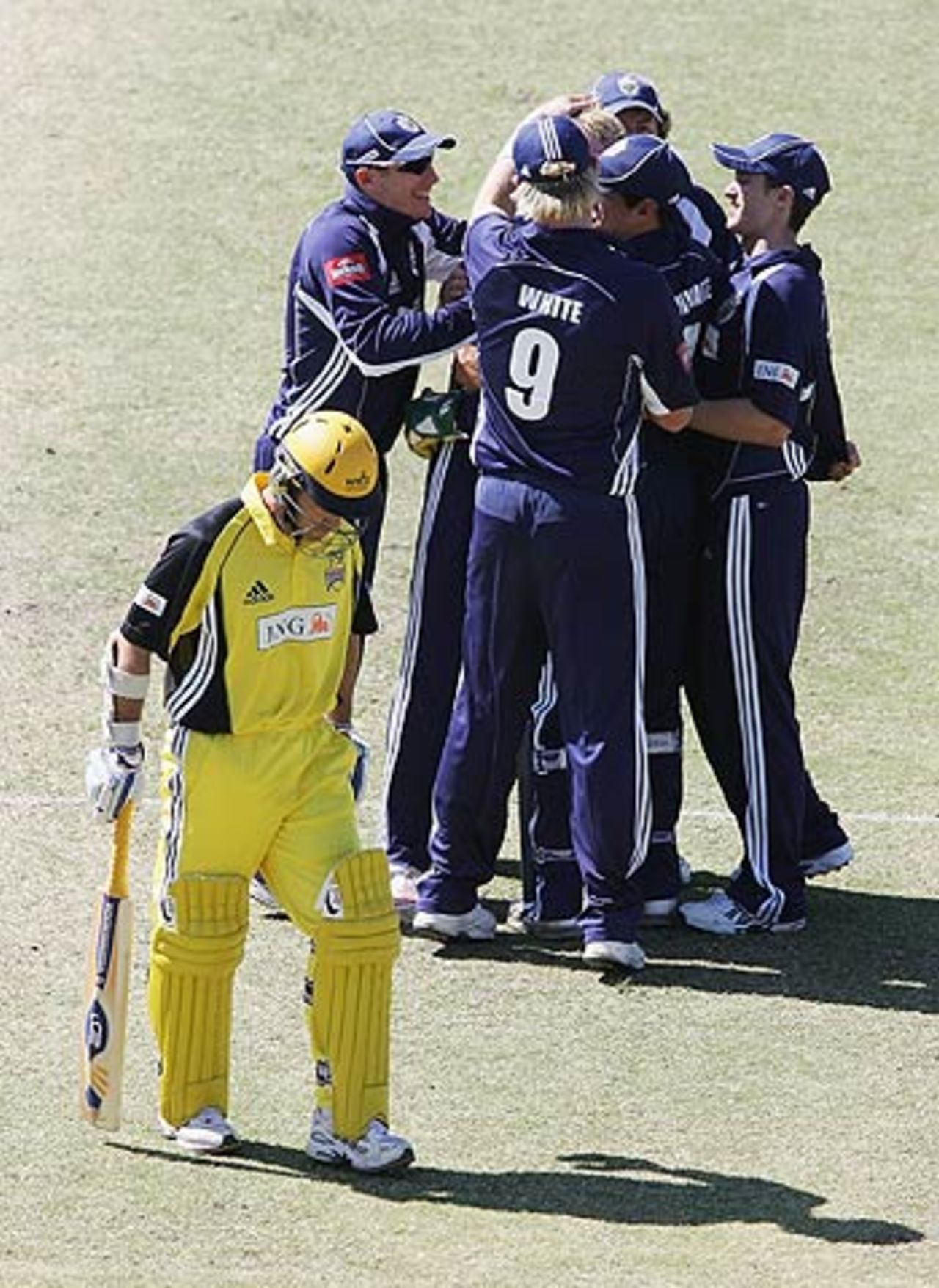 Justin Langer was out playing on to his stumps, Western Australia v Victoria, Perth, October 23, 2005