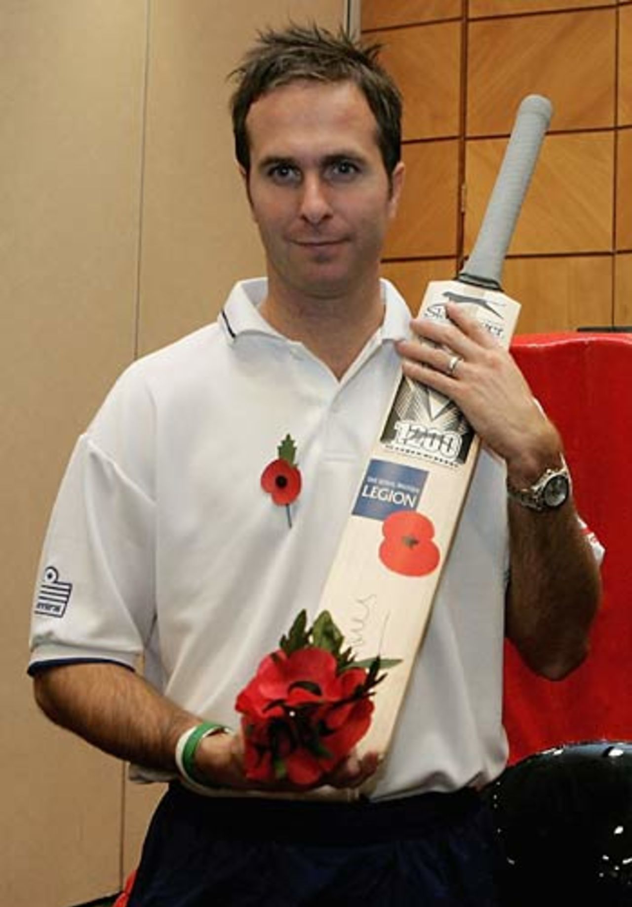 Michael Vaughan helps launch the 2005 Poppy Appeal, London, October 24, 2005
